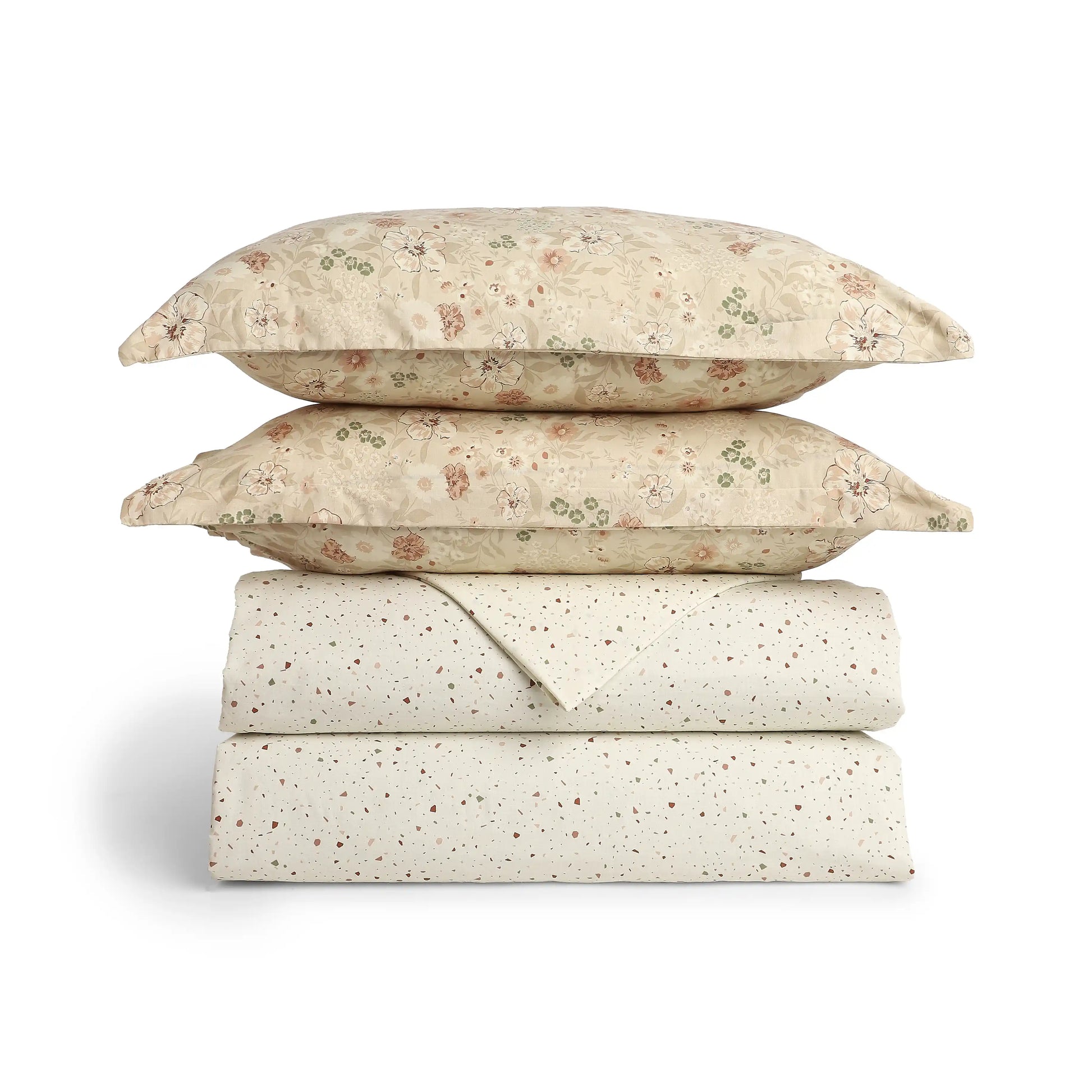 Mishella Printed Cream Bedding Set-2 (Dbl Bedsheet + 2 Sgl Dohar) Cream / Double