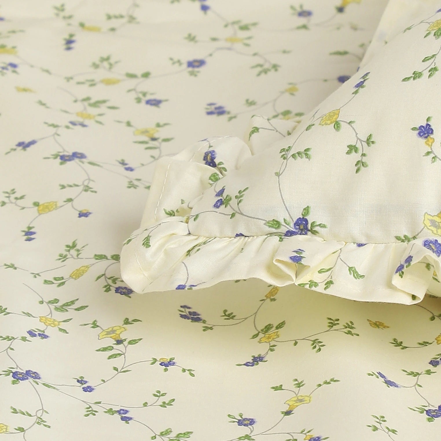Bloomshire Luxe 100% Cotton Bedsheet Set Cream Bloom / Single