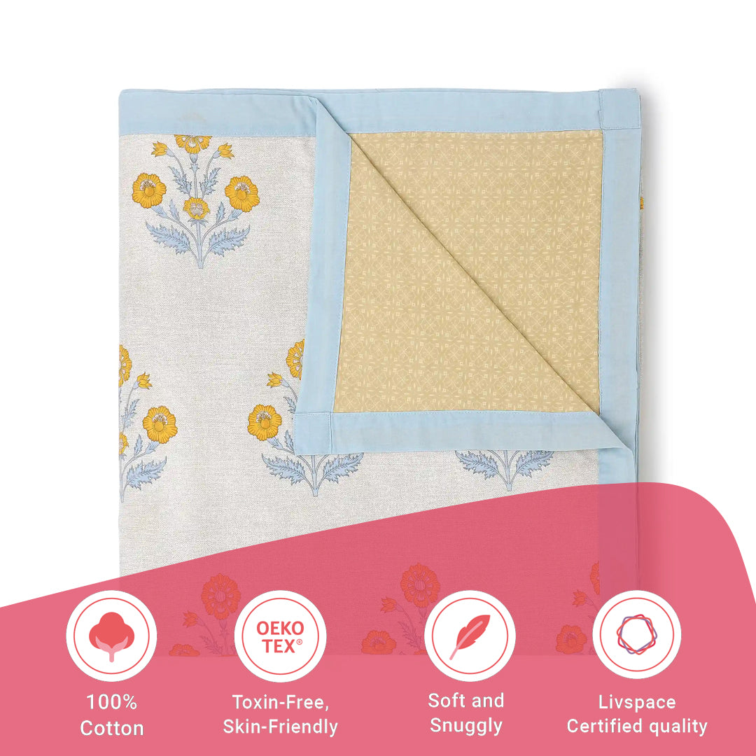 Chippa Lane | Contemporary Indian Print Design Reversible Dohar with Super Soft Flannel Layering-Ochre