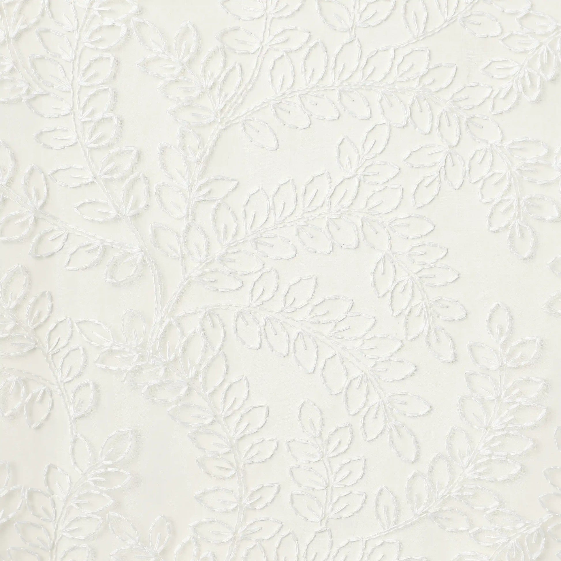 Velina Set Of 2 Embroidered Sheer Readymade Curtains | Urban Forest Cotton White / Door (3.60ft X 7.22ft)