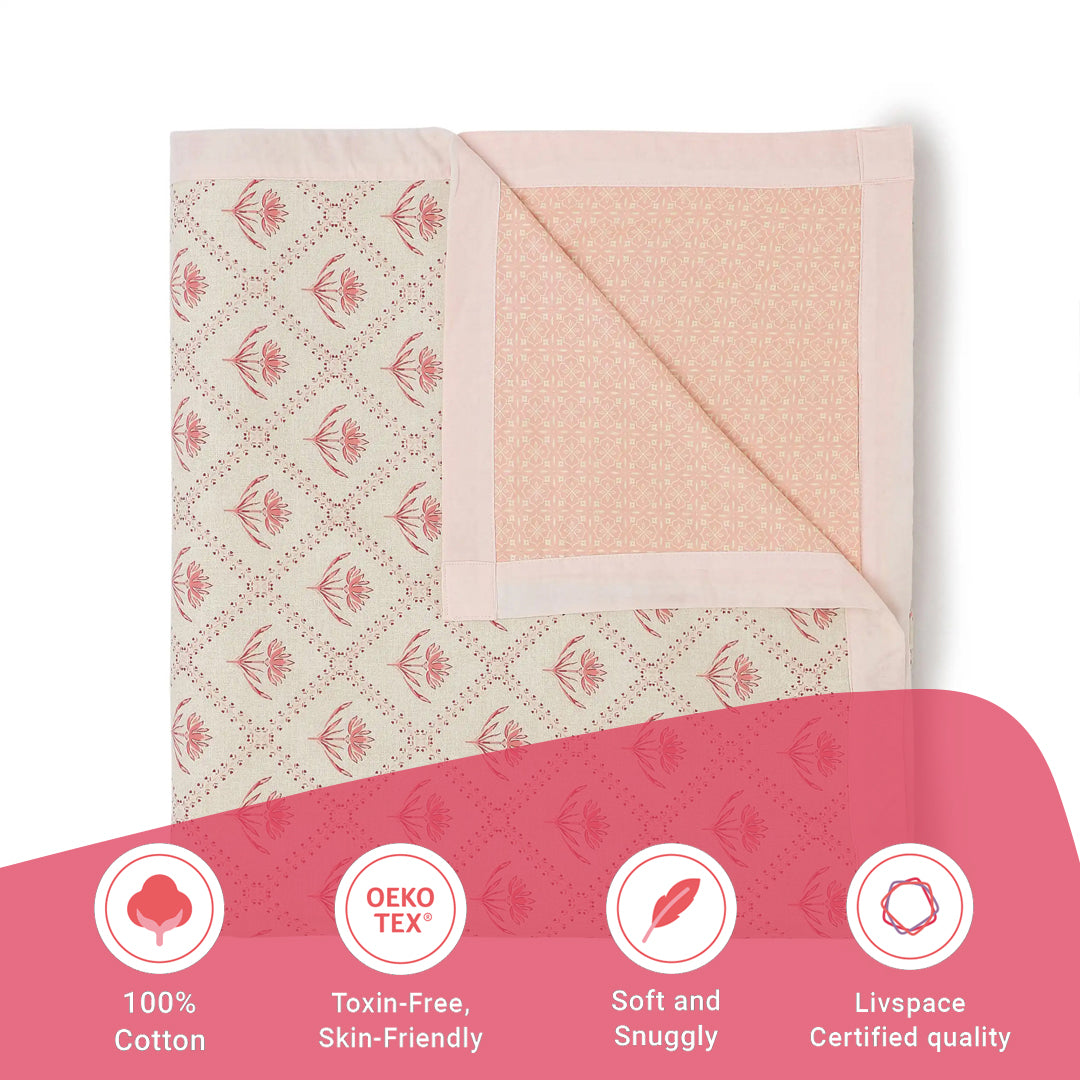 Chippa Lane | Contemporary Indian Print Design Reversible Dohar with Super Soft Flannel Layering-Red