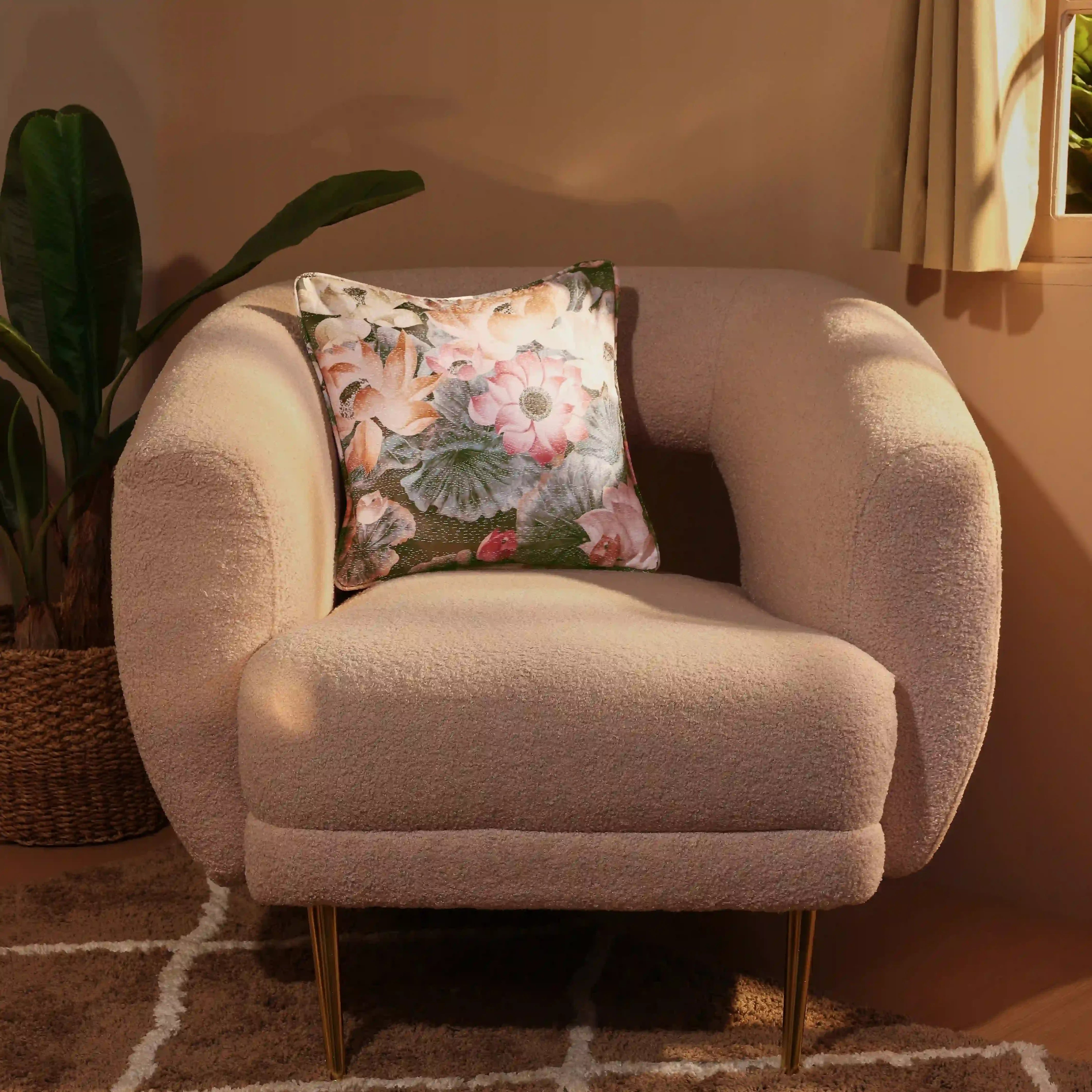 Espricia Printed Cushion Cover | Full Bloom Vintage Meadow / Cushion Cover (51cm x 51cm)