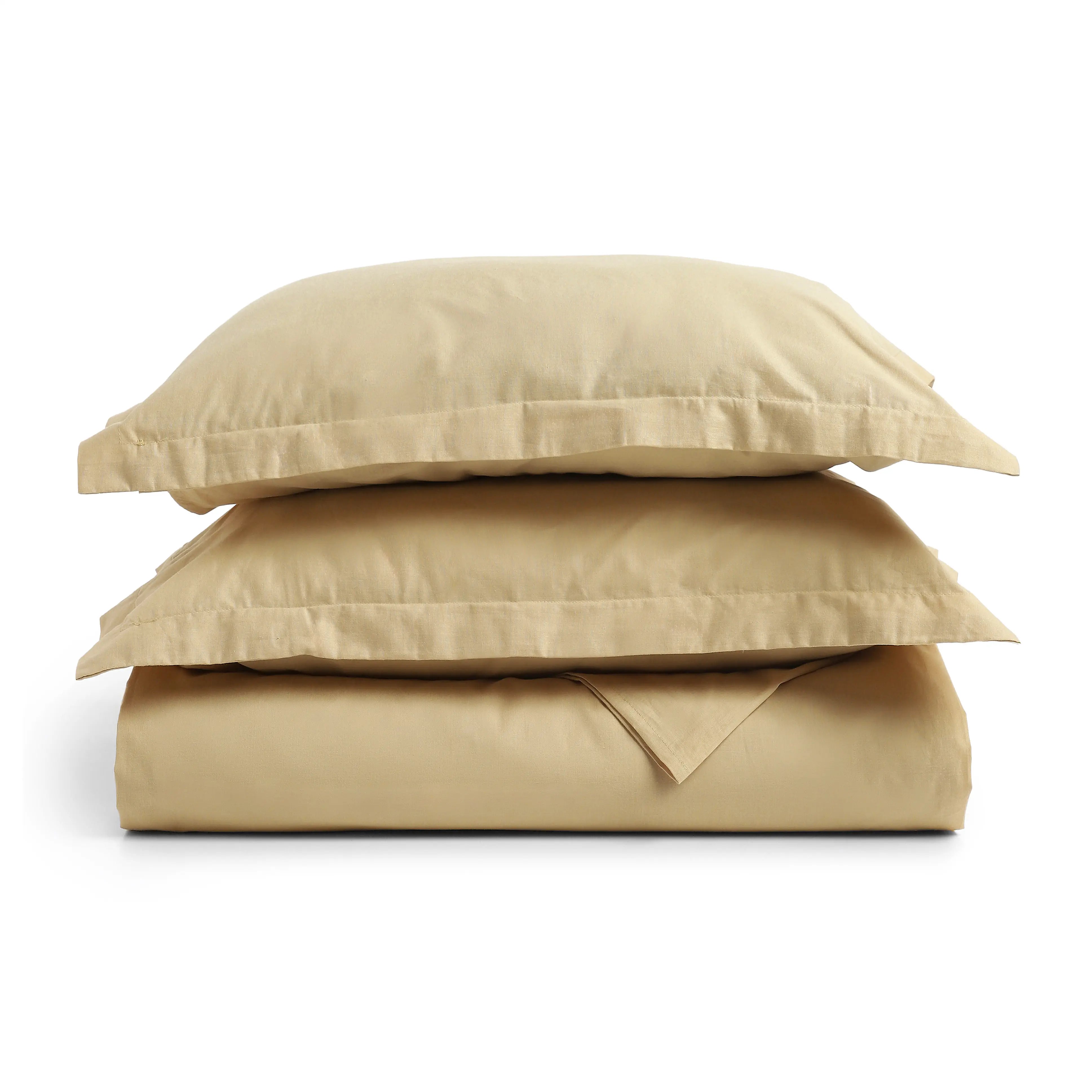 Paleto | Everyday Hues Solid Dyed Cotton Bedsheet Set-Beige Beige / Double