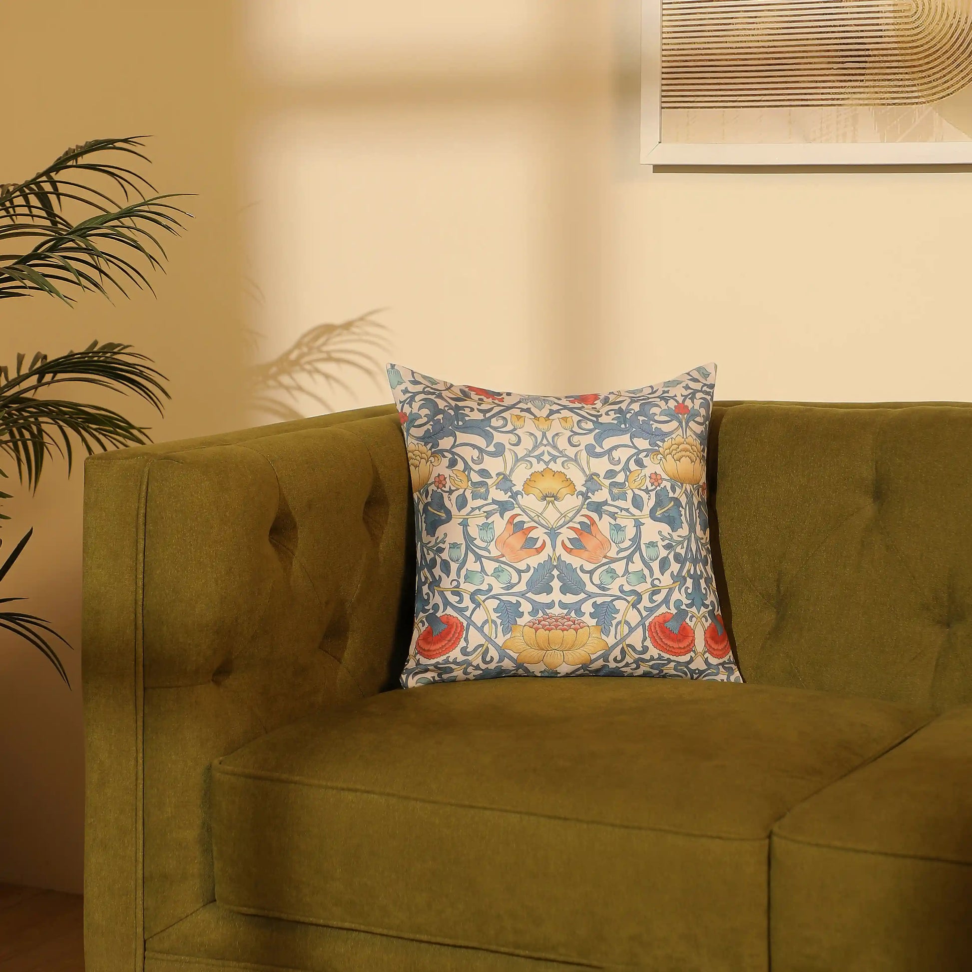 Vissencia Printed Cushion Cover | Floral Trail Teal / Cushion Cover (51cm x 51cm)