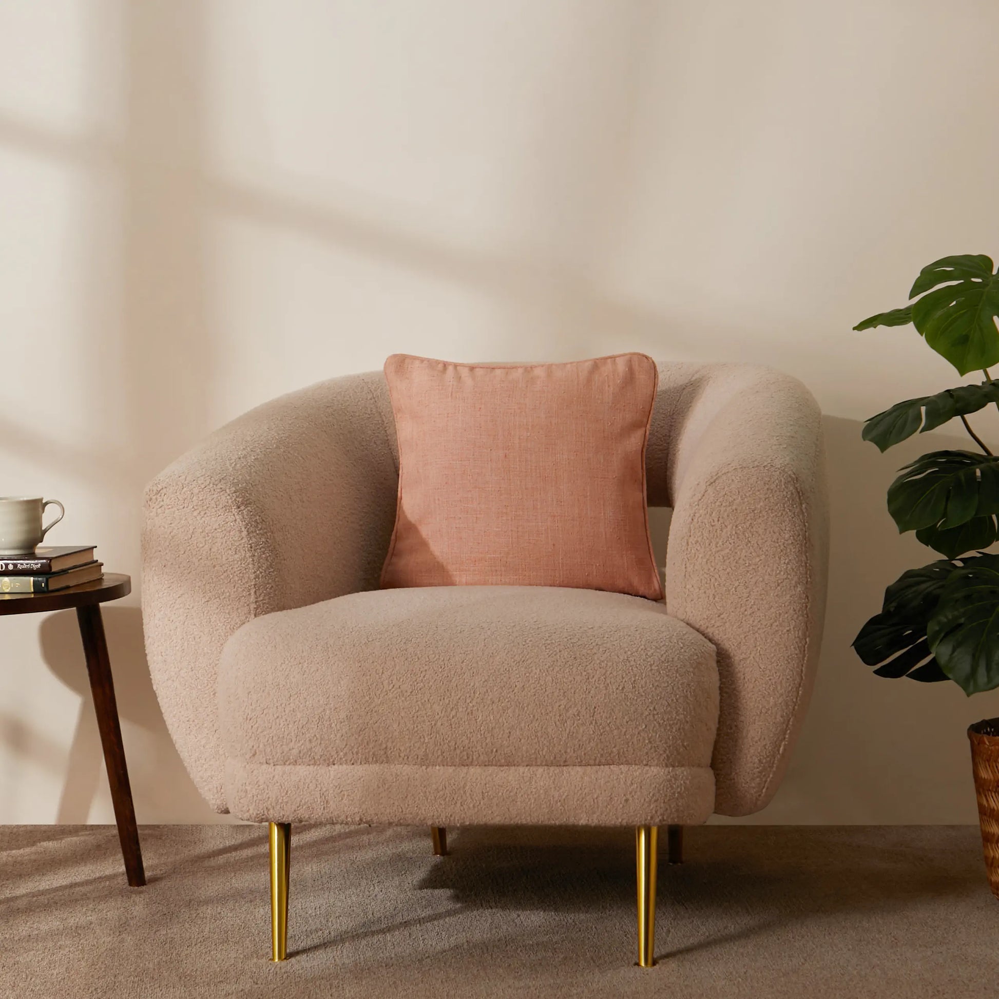 Vissencia Solid Cushion Cover | Colour Crush Peach / Cushion Cover (51cm x 51cm)