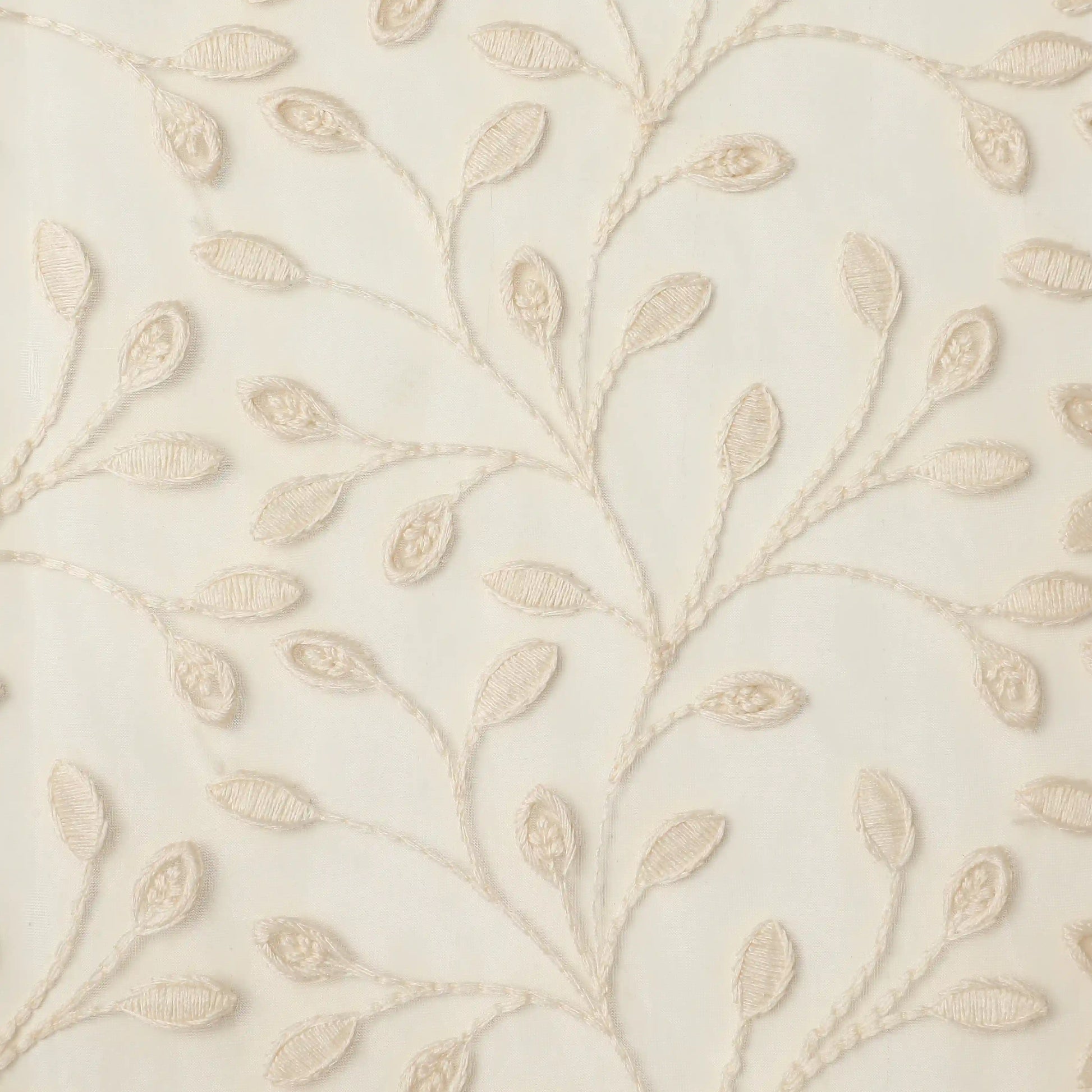 Velina Set Of 2 Embroidered Sheer Readymade Curtains | Threaded Story Pearl Beige / Door (3.60ft X 7.22ft)
