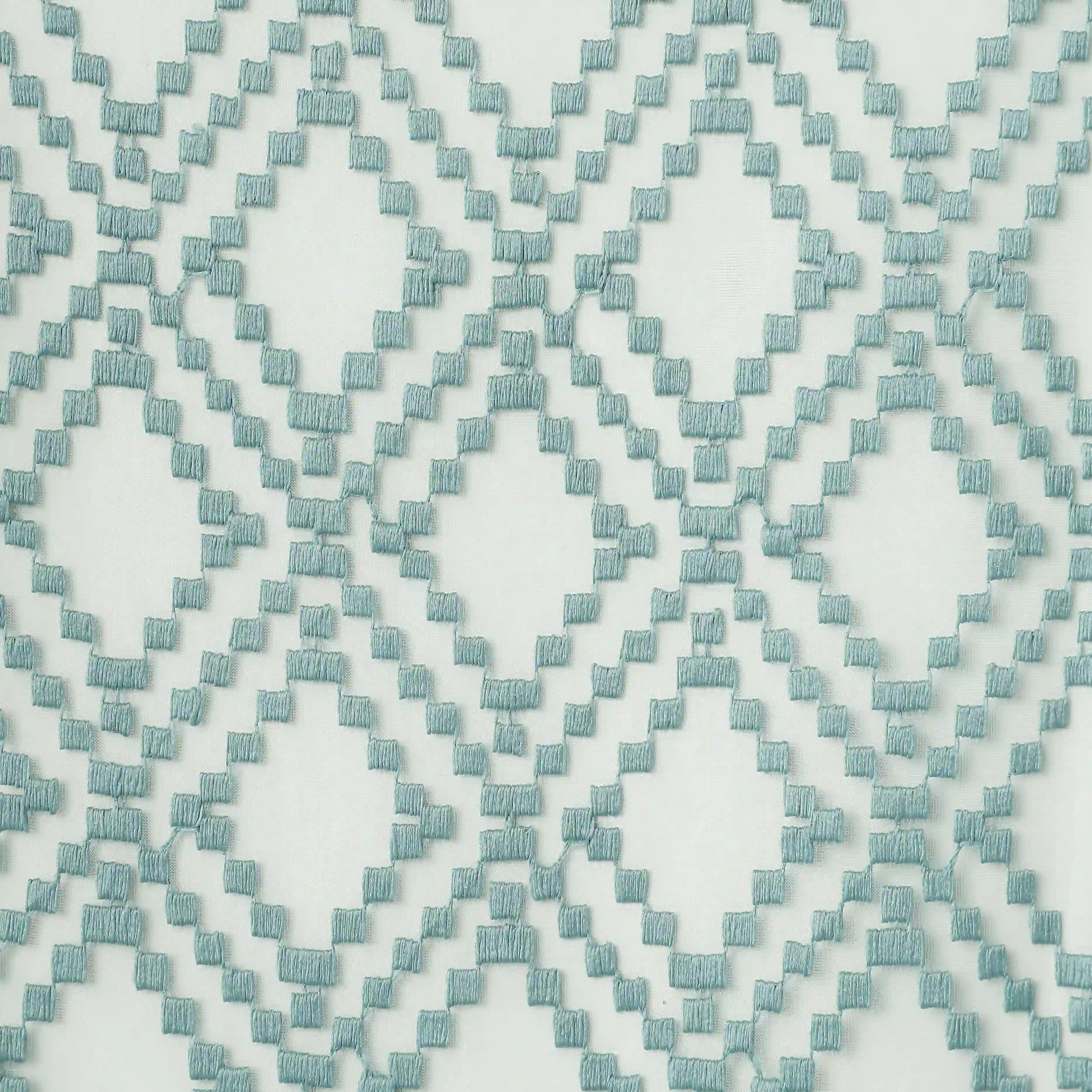 Velina Set Of 2 Embroidered Sheer Readymade Curtains | Boho Mirage Teal Grove / Door (3.60ft X 7.22ft)