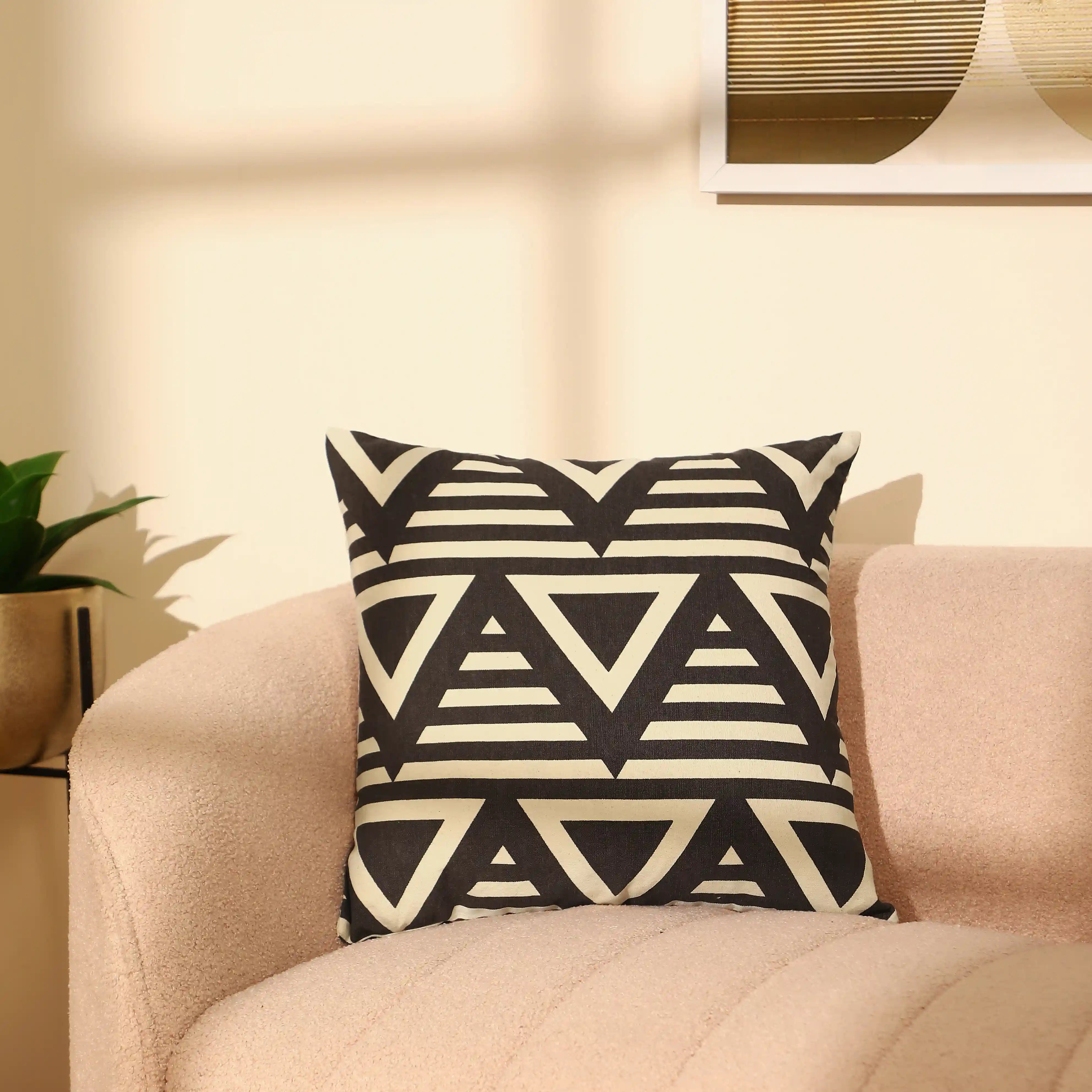Vissencia 100% Cotton Printed Cushion Cover | Nomadic Tales Grey / Cushion Cover (51cm x 51cm)