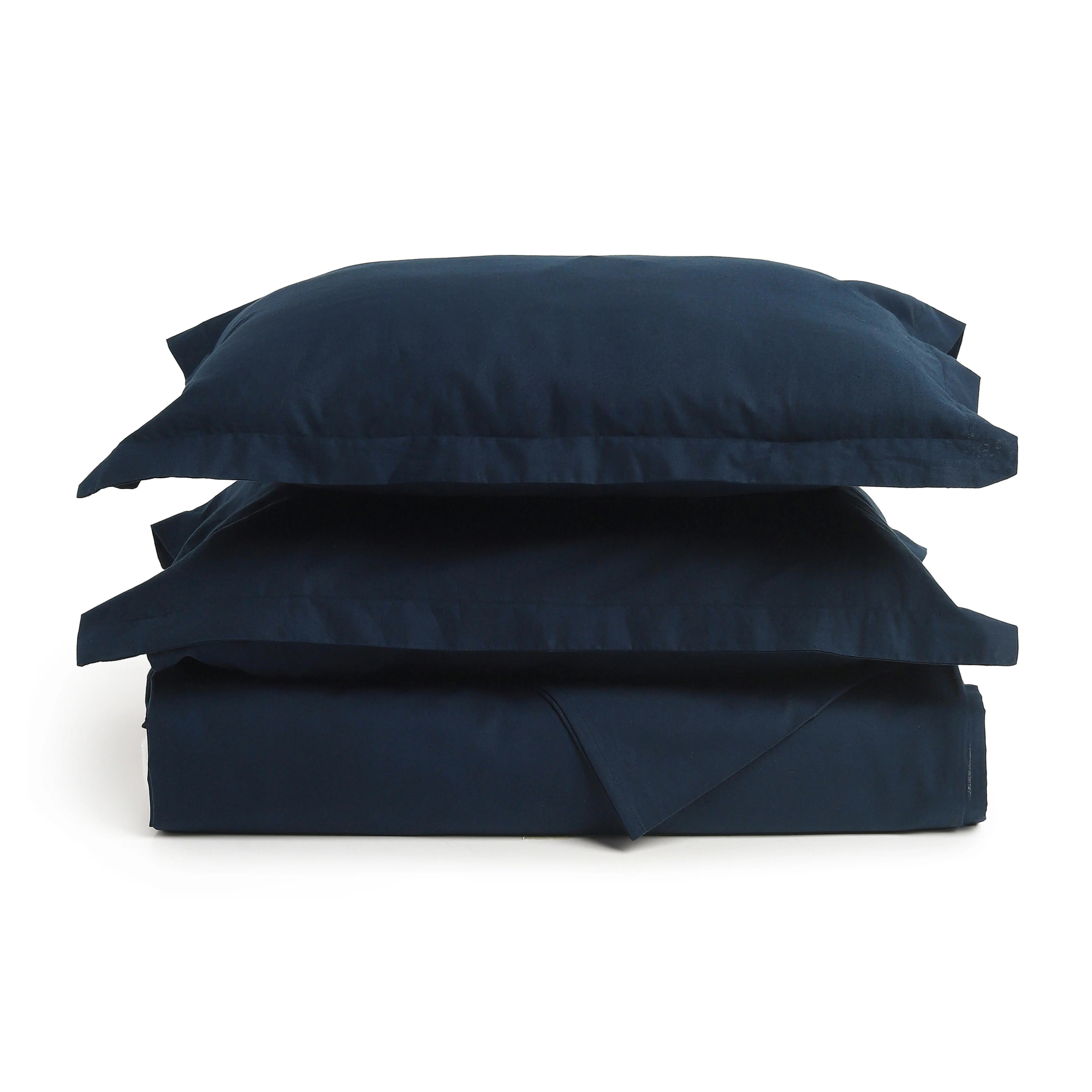 Paleto | Everyday Hues Solid Dyed Cotton Bedsheet Set-Navy Navy / Double