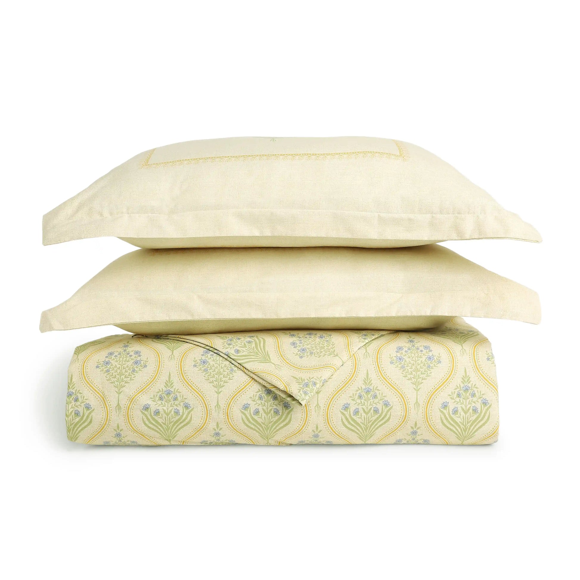 Chippa Lane | Contemporary Indian Print Design Coordinated Bedding Set | Set of Bedsheet & Dohar Mustard / Double