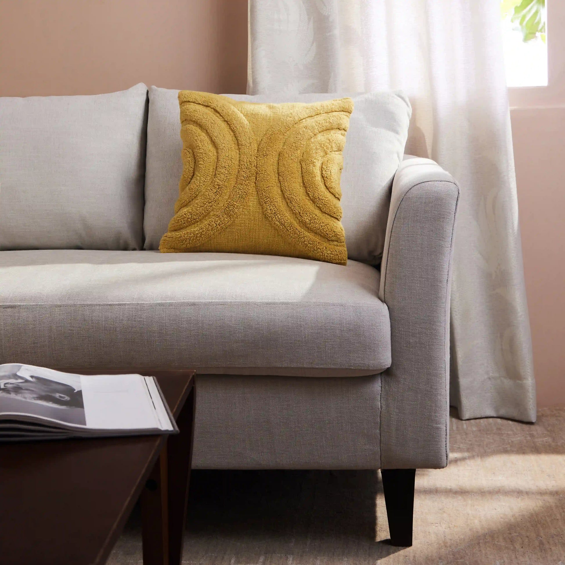 Espricia 100% Cotton Tufted Cushion Cover | Golden Hour Butterscotch / Cushion Cover (41cm x 41cm)