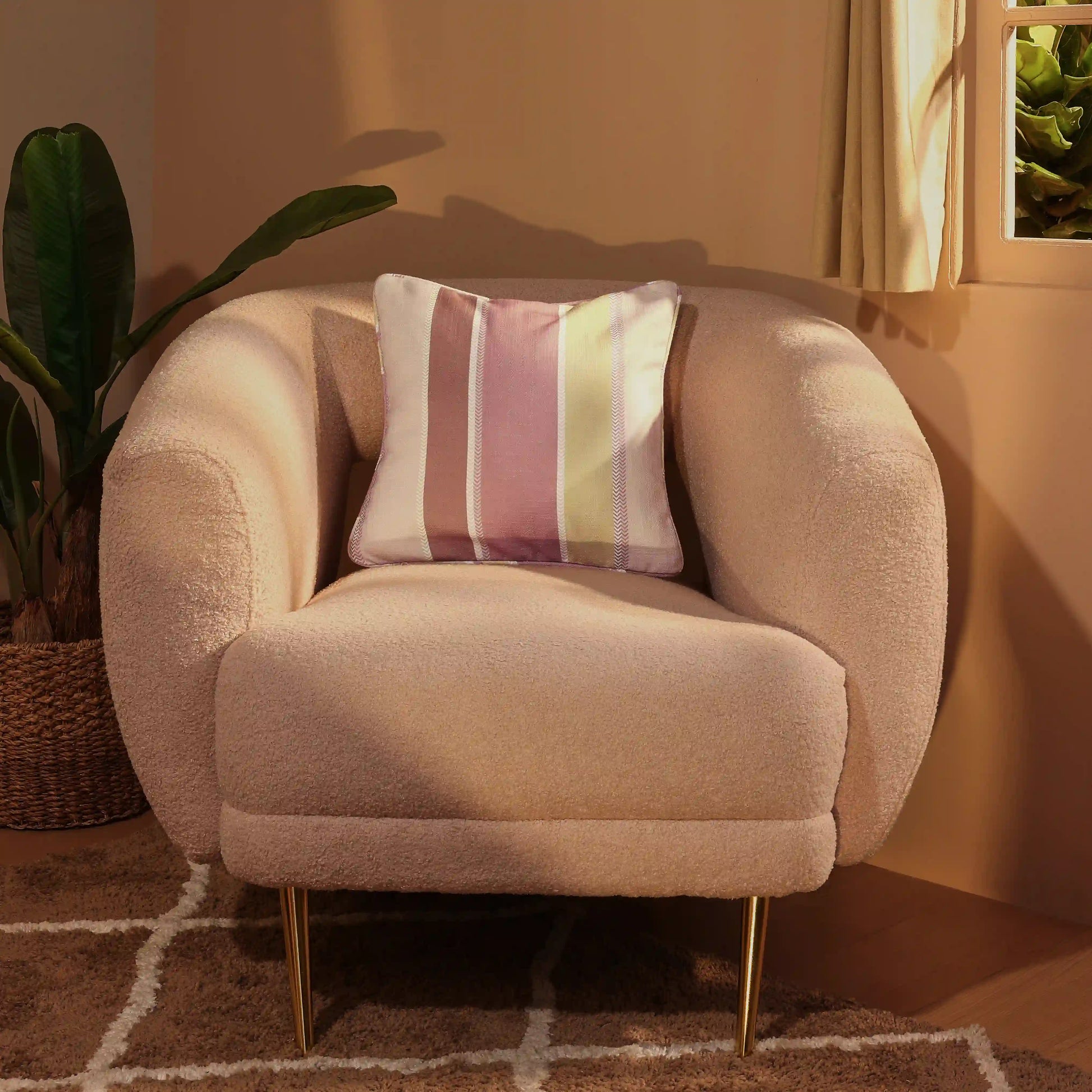 Espricia Printed Cushion Cover | Stripe Story Forest Umber / Cushion Cover (51cm x 51cm)