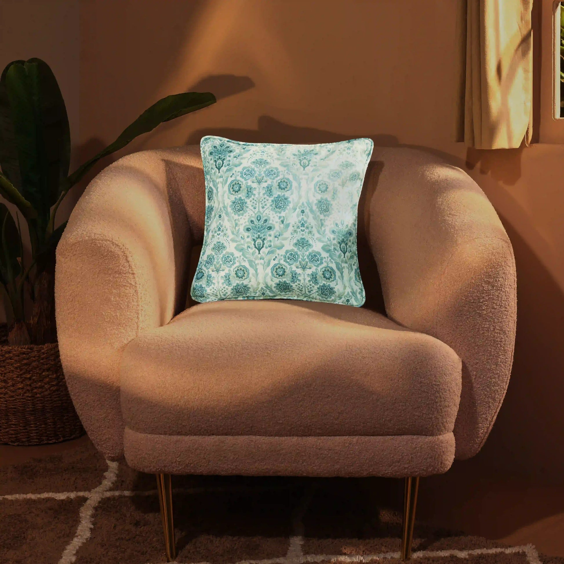Espricia Printed Cushion Cover | Jaipuri Tales Soft Sage / Cushion Cover (41cm x 41cm)