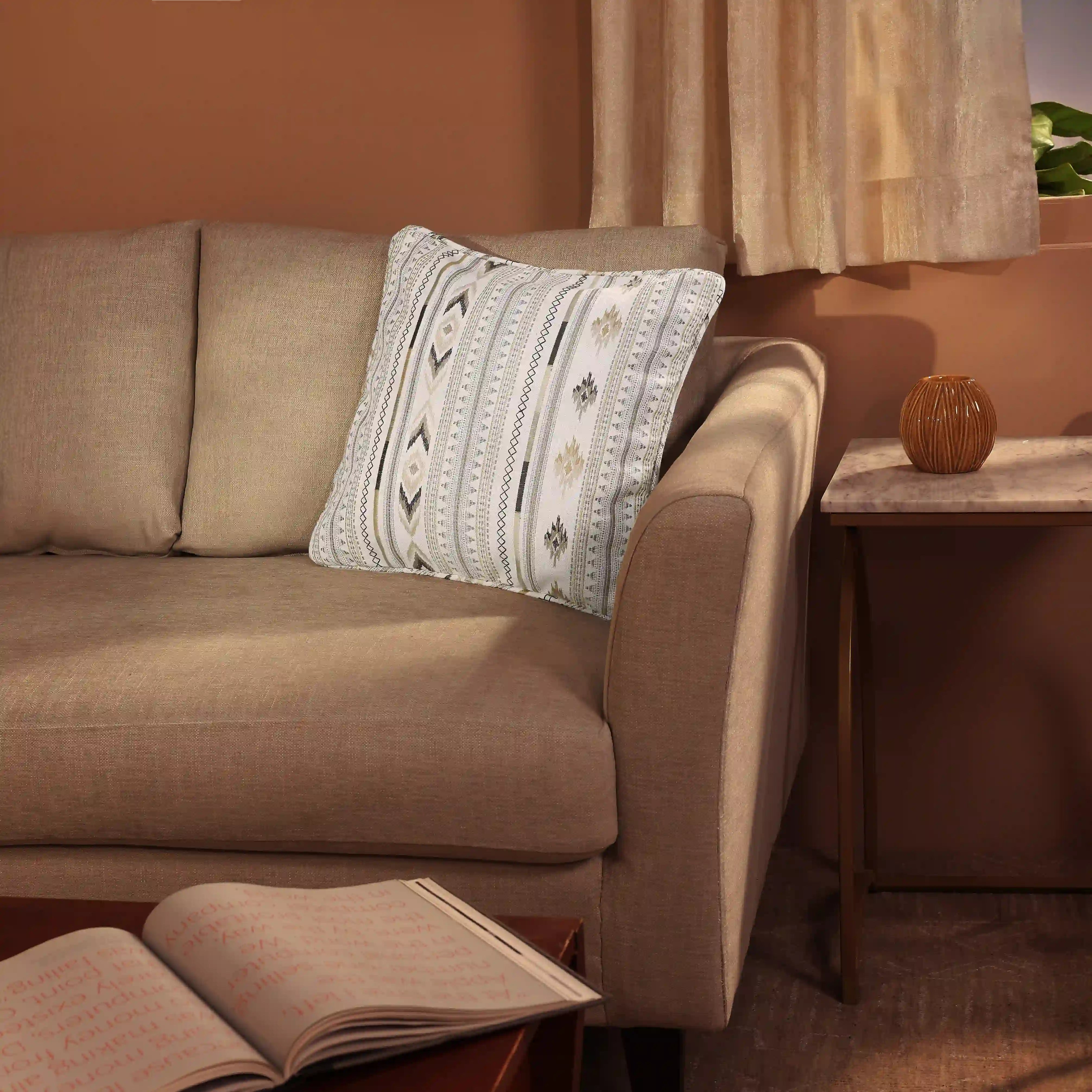 Espricia Woven Cushion Cover | Tribal Loom Soft Toffee / Cushion Cover (51cm x 51cm)
