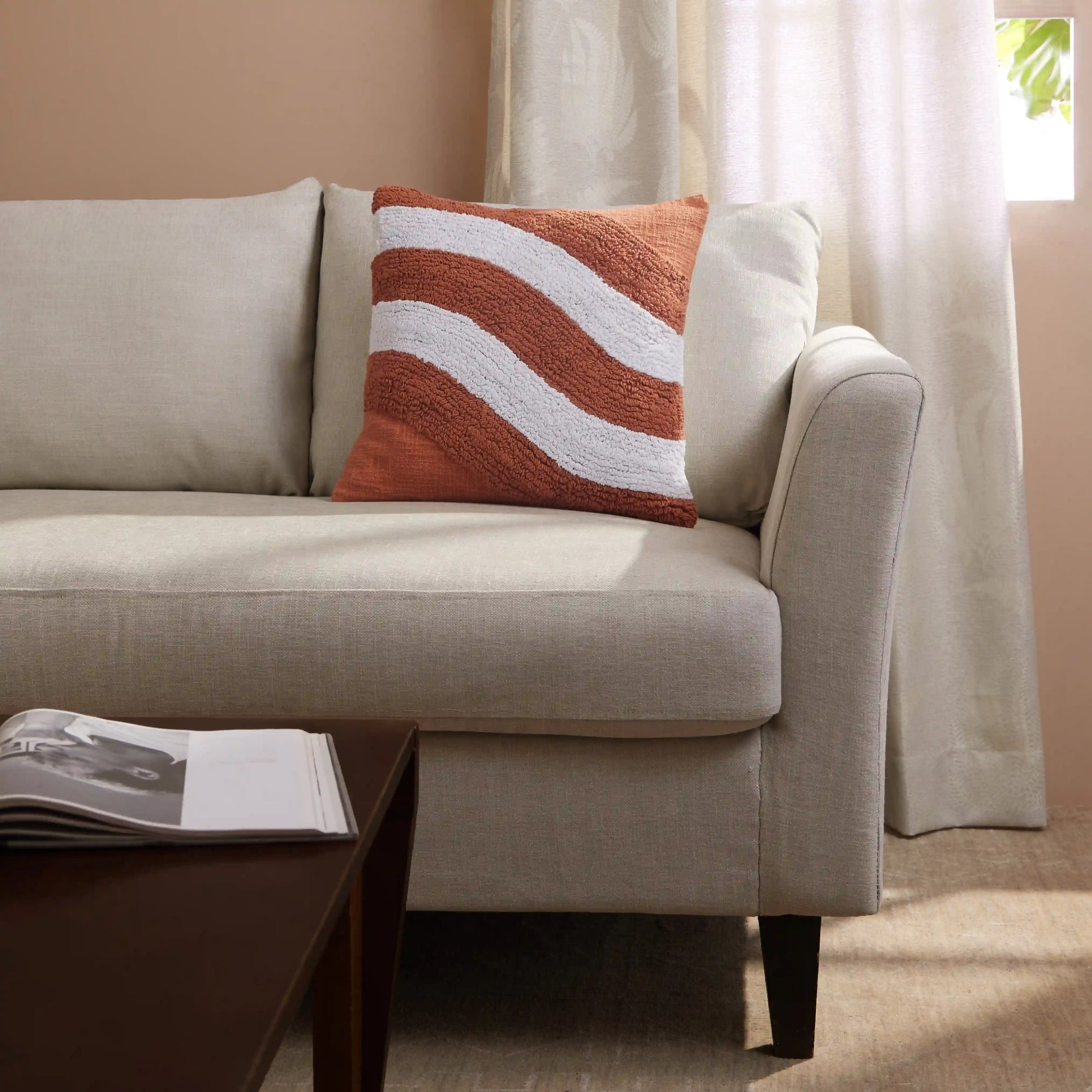 Espricia 100% Cotton Tufted Cushion Cover | Golden Hour Sunset Rust / Cushion Cover (51cm x 51cm)