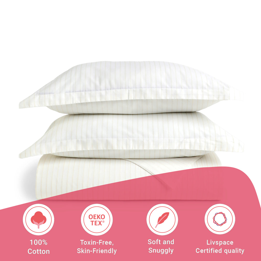 Bloomshire Classic | Everyday Charm Printed Cotton Bedsheet Set-Beige