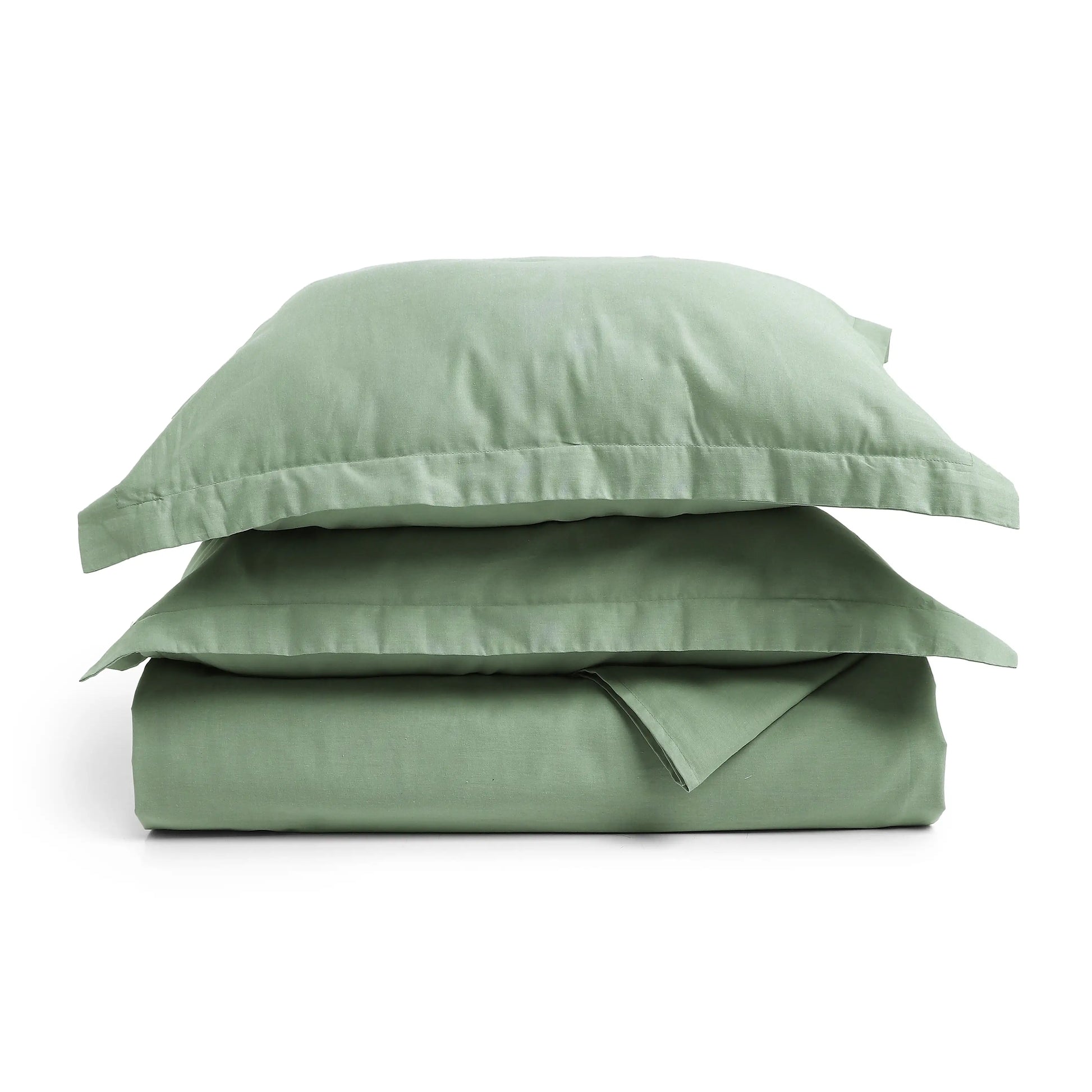 Paleto | Everyday Hues Solid Dyed Cotton Bedsheet Set-Green Sage Green Sage / Double