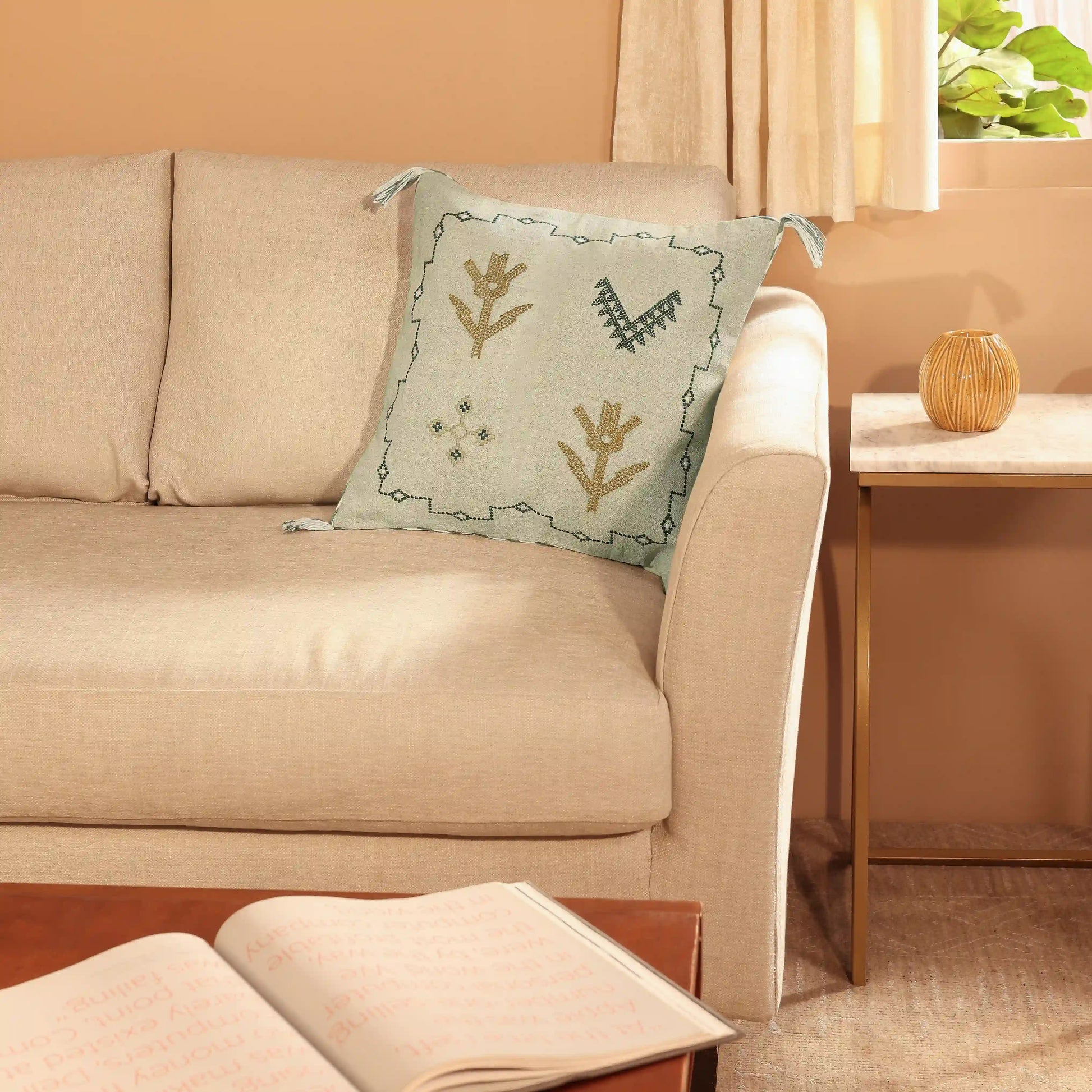 Espricia 100% Linen Woven Cushion Cover | Loom Tales Natural Oat / Cushion Cover (41cm x 41cm)