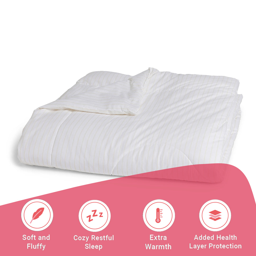 Bloomshire Classic | Everyday Charm Printed 240GSM Reversible Comforter for Extra Warmth-Beige