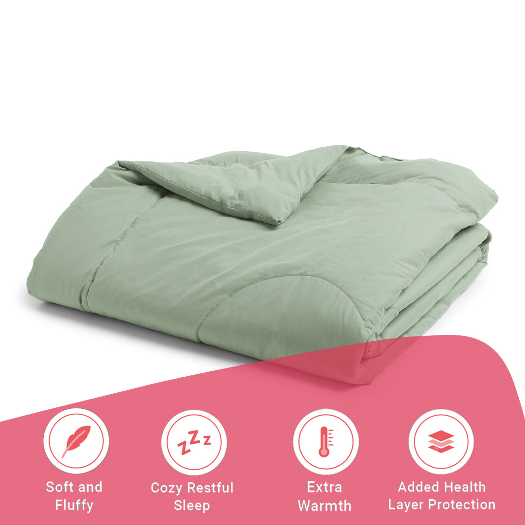 Paleto | Everyday Hues Cotton Solid Dyed 240GSM Comforter for Extra Warmth-Green Sage