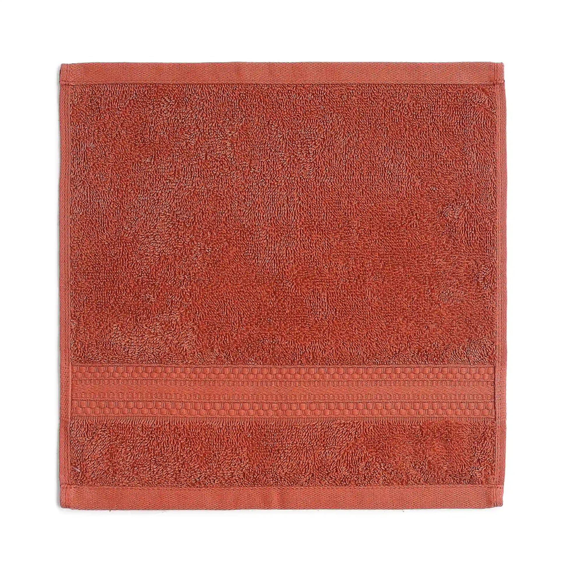 Paleto 100% Cotton Face Towel - Pack Of 4 Burnt Red / Face Towel (30cm x 30cm)