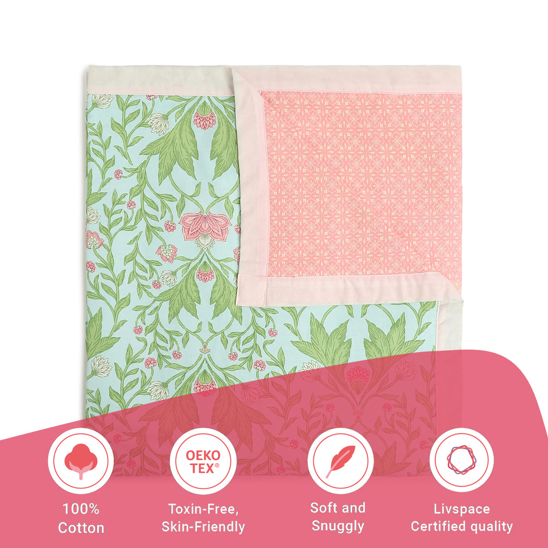 Chippa Lane | Contemporary Indian Print Design Reversible Dohar with Super Soft Flannel Layering-Sage Mint