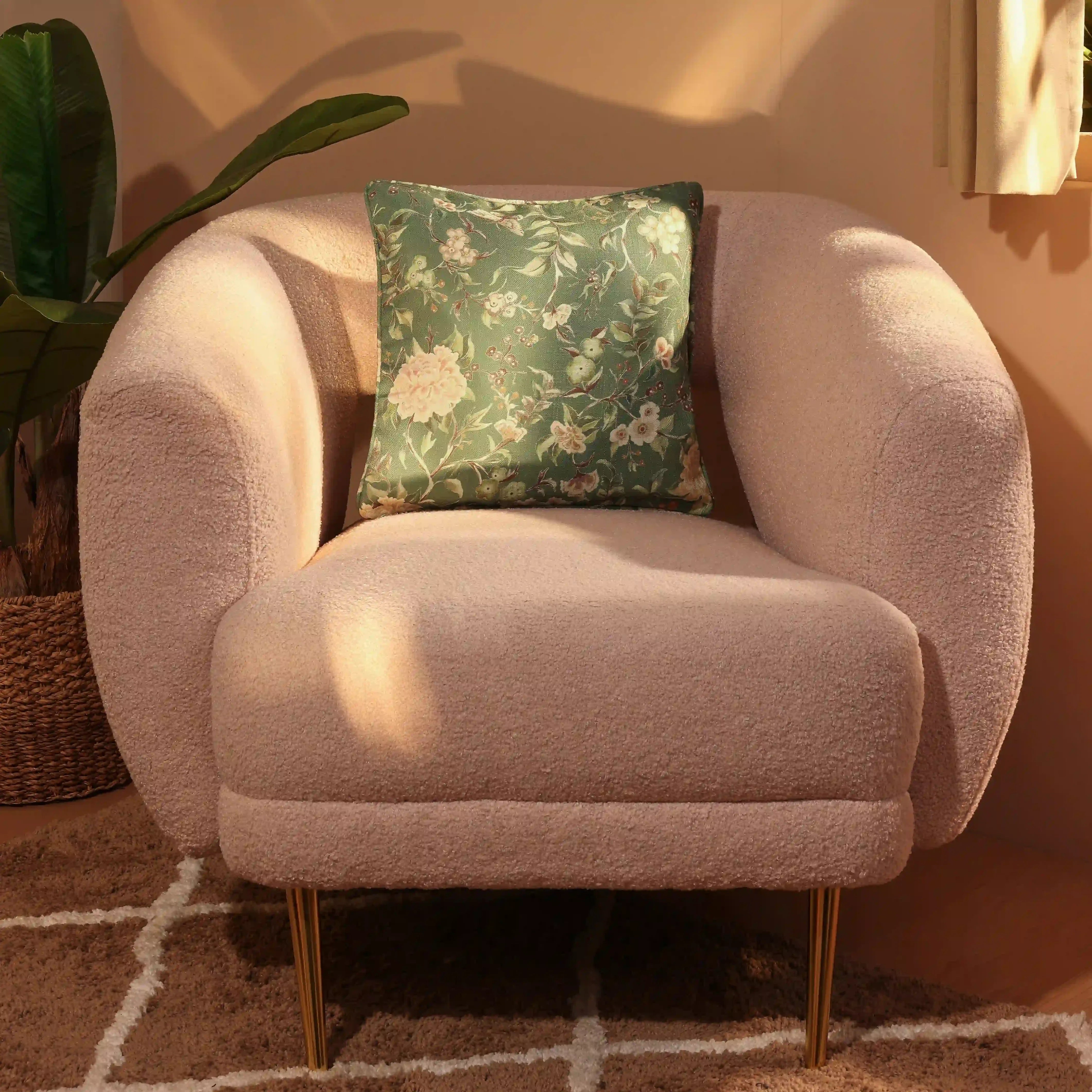 Espricia Printed Cushion Cover | Gardenia Herbal Green / Cushion Cover (51cm x 51cm)