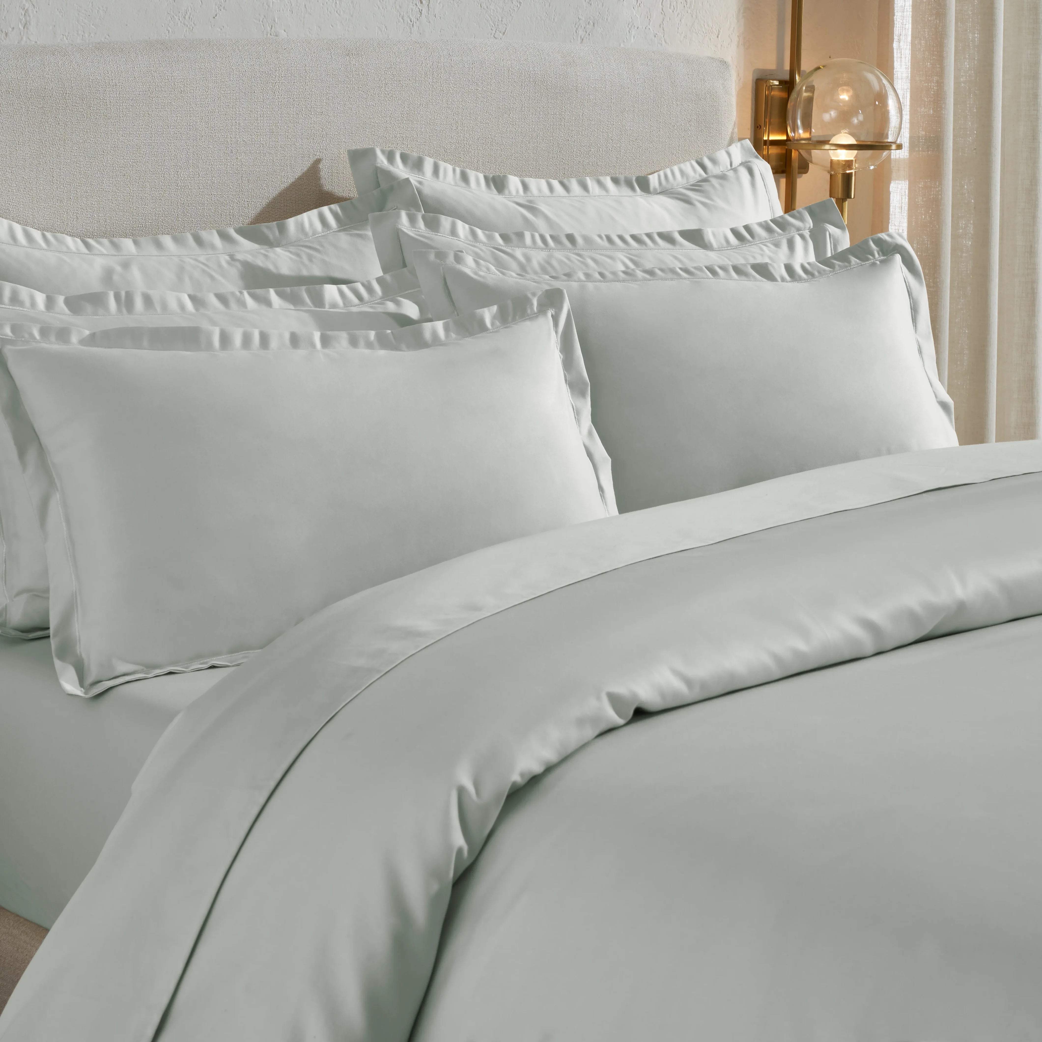 Pelushe | 800TC Long Staple Cotton Luxurious Super Soft Fitted Sheet Set | Pillow Cover with Merrow Hem Treatment Silver / King