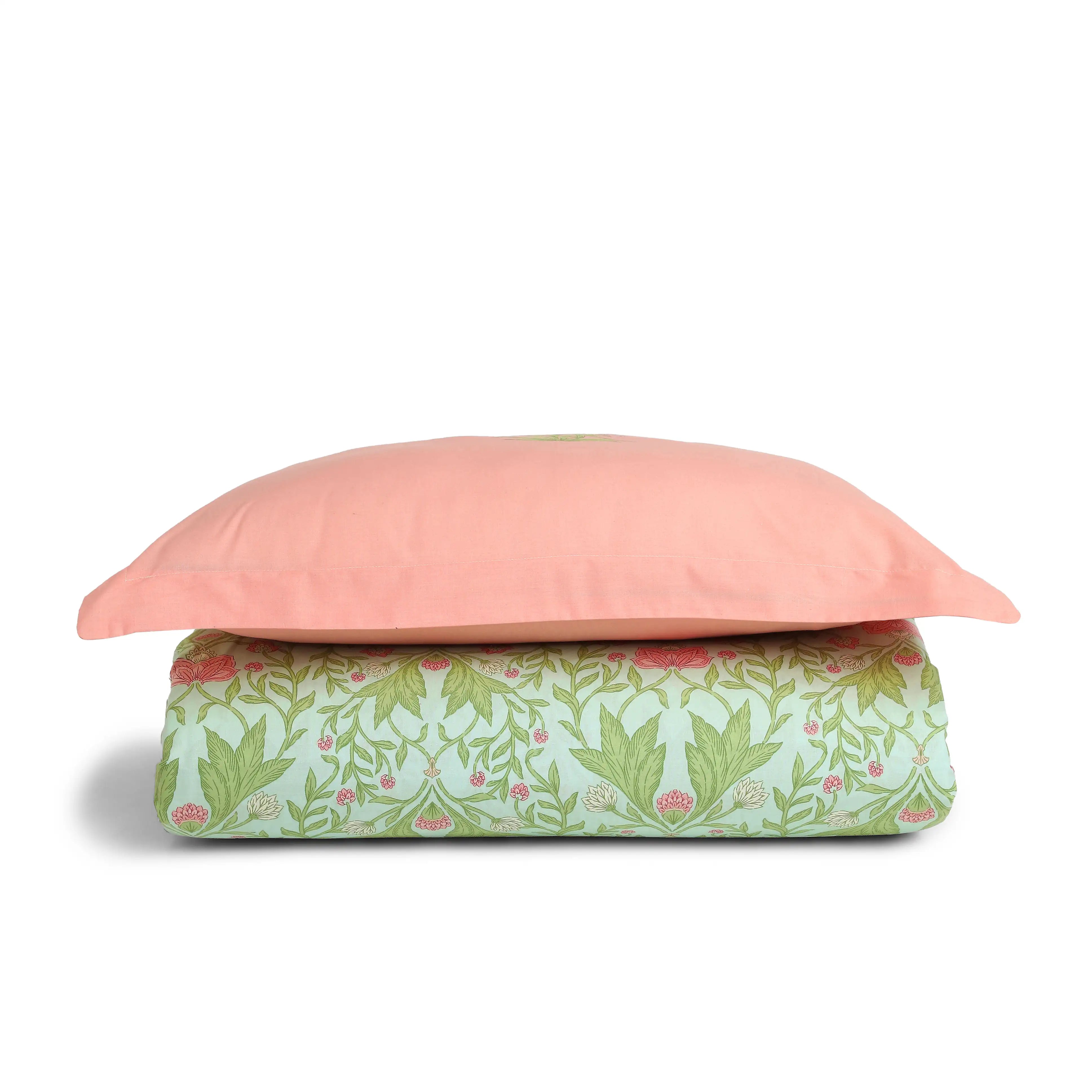Chippa Lane | Contemporary Indian Print Design Cotton Bedsheet Set-Sage Mint Sage Mint / Single