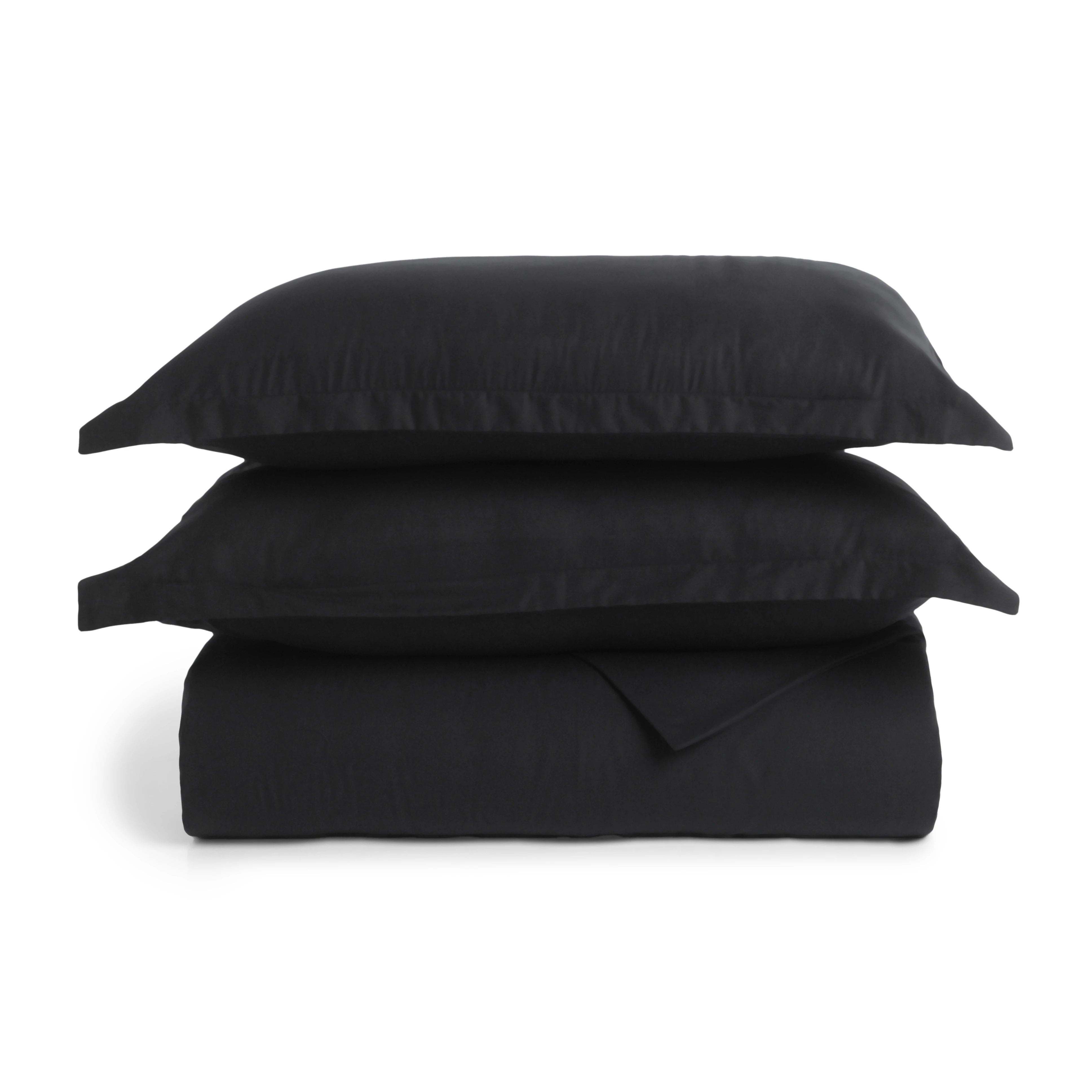 Paleto | Everyday Hues Solid Dyed Cotton Bedsheet Set-Black Black / Double