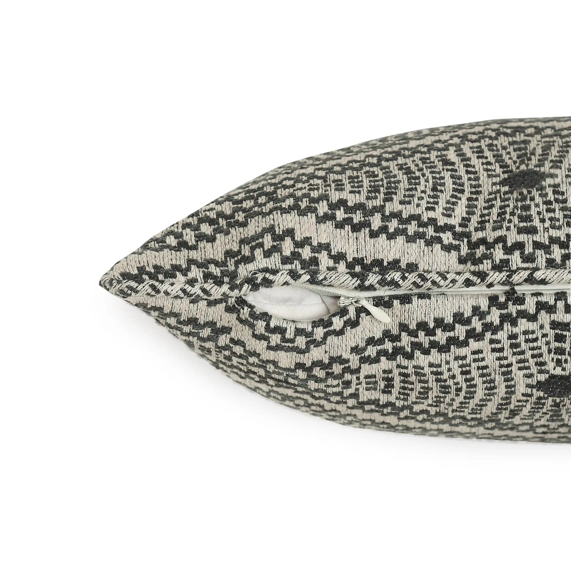 Espricia Woven Cushion Cover | Monochrome Threads Ebony / Cushion Cover (51cm x 51cm)