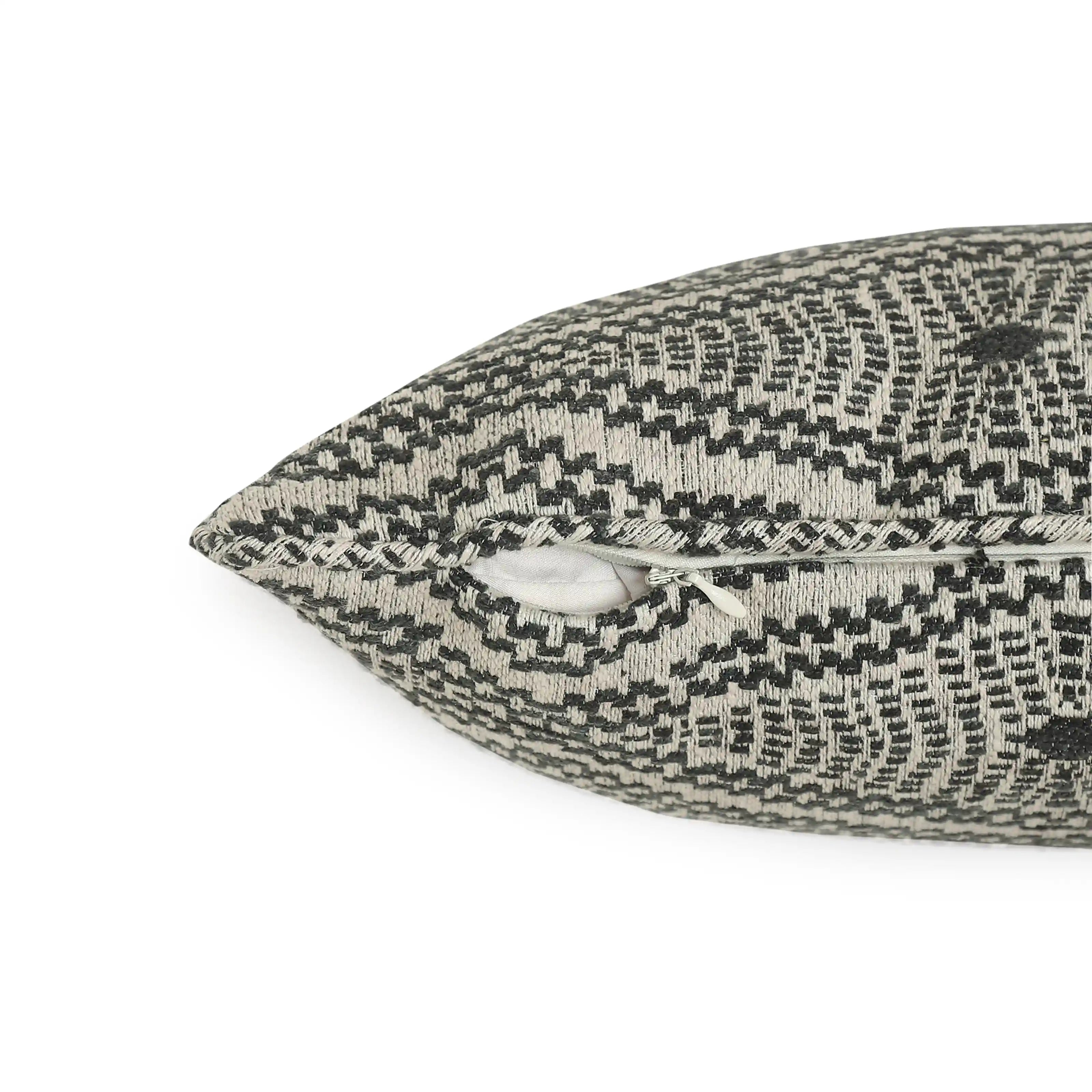 Espricia Woven Cushion Cover | Monochrome Threads Ebony / Cushion Cover (51cm x 51cm)