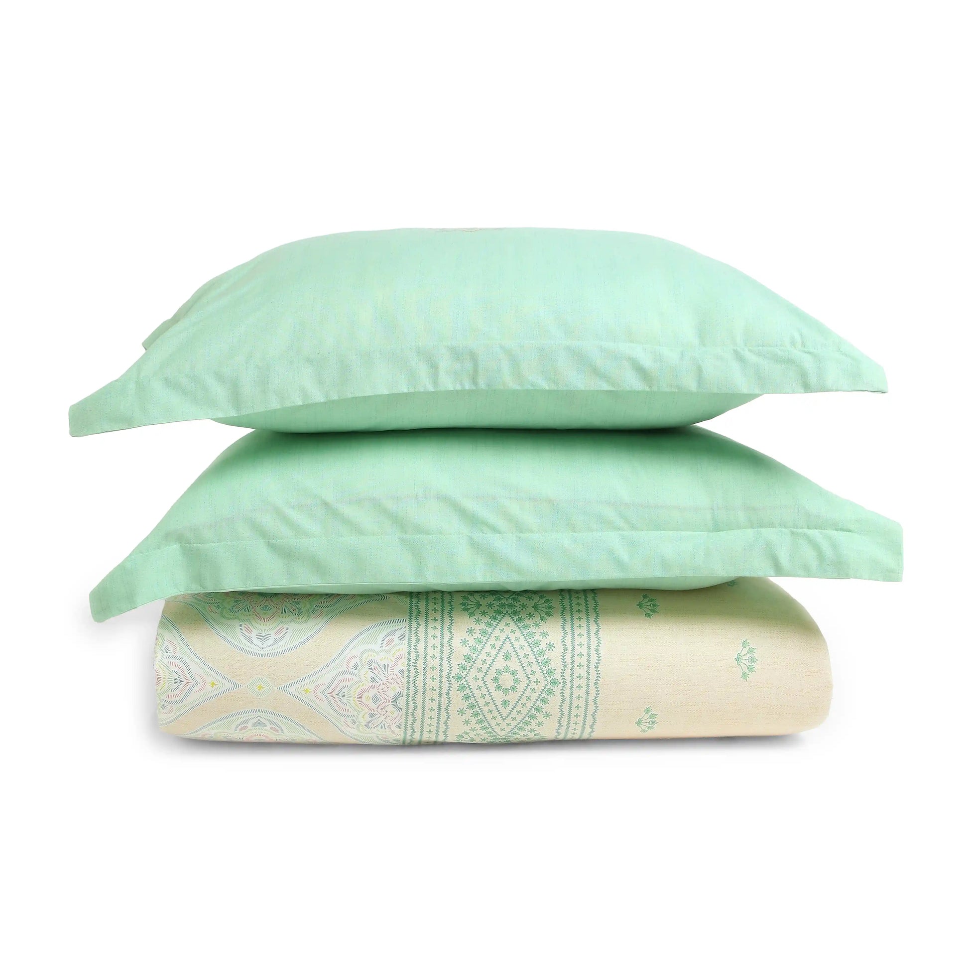 Chippa Lane | Contemporary Indian Print Design Cotton Fitted Sheet Set-Sage Sage / King