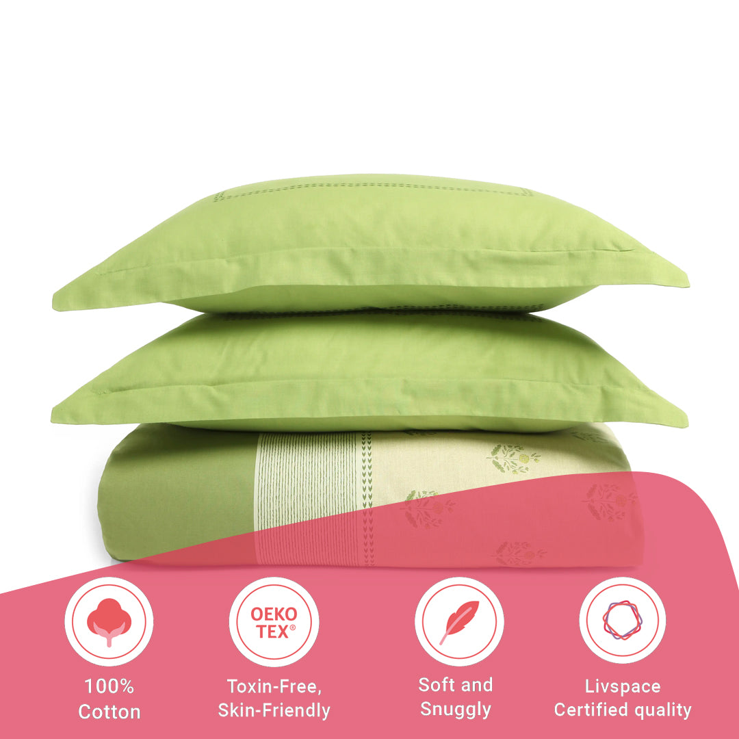 Chippa Lane | Contemporary Indian Print Design Cotton Fitted Sheet Set-Indian Moss