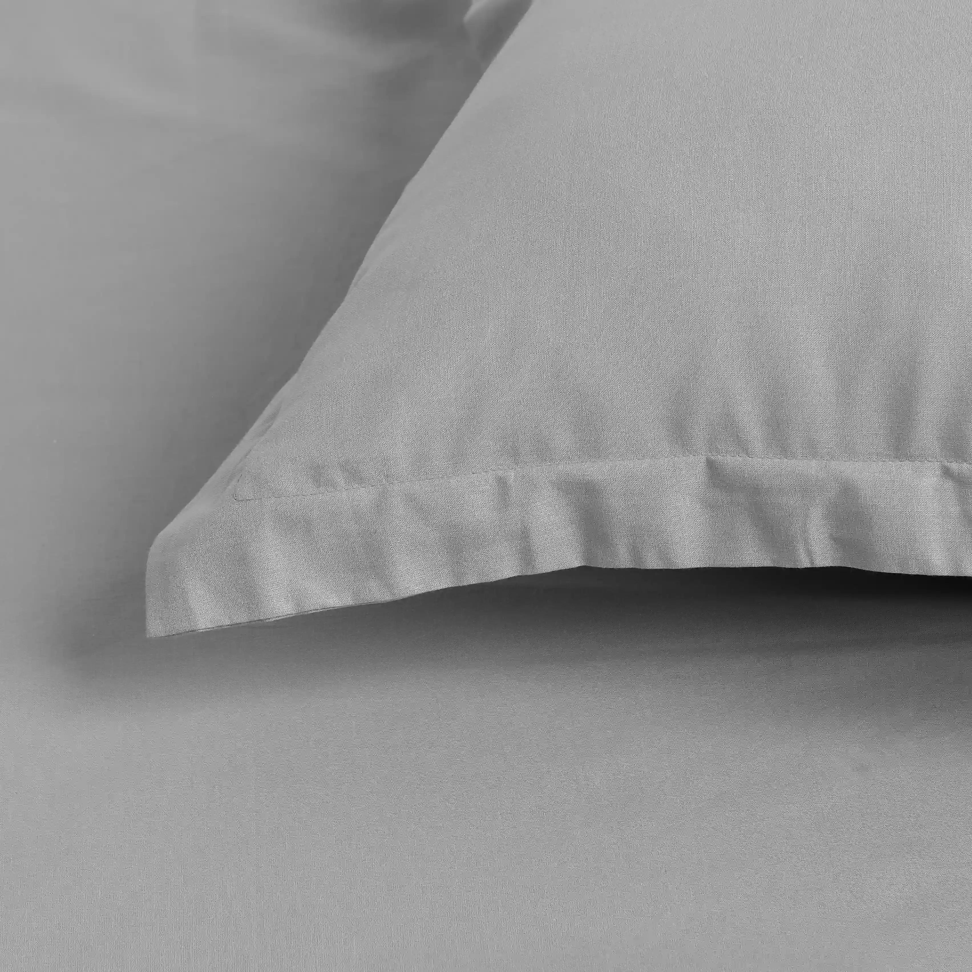 Paleto | Everyday Hues Solid Dyed Cotton Bedsheet Set-Grey Grey / Double