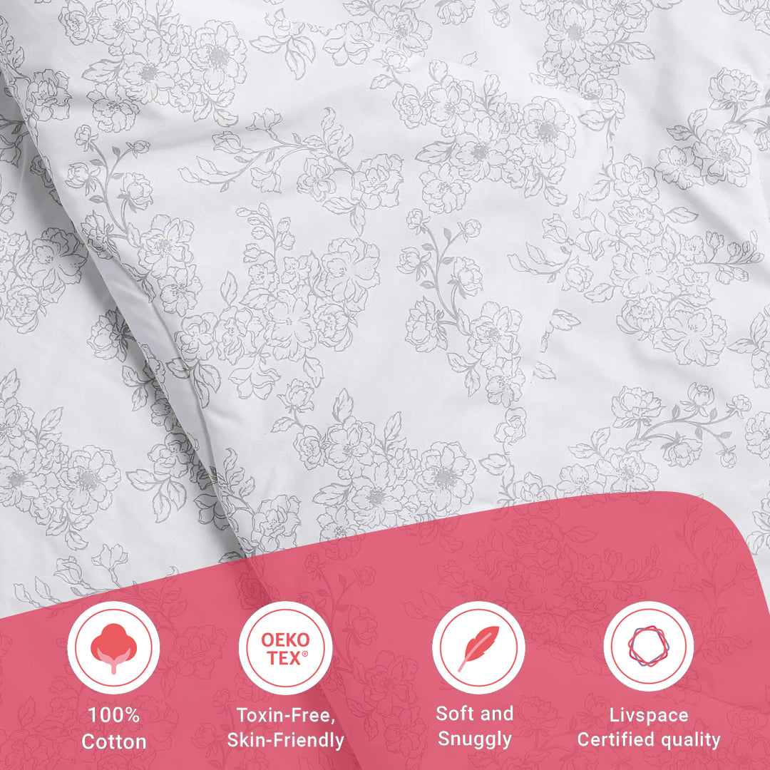 Bloomshire Classic | Everyday Charm Printed 240GSM Reversible Comforter for Extra Warmth-Grey