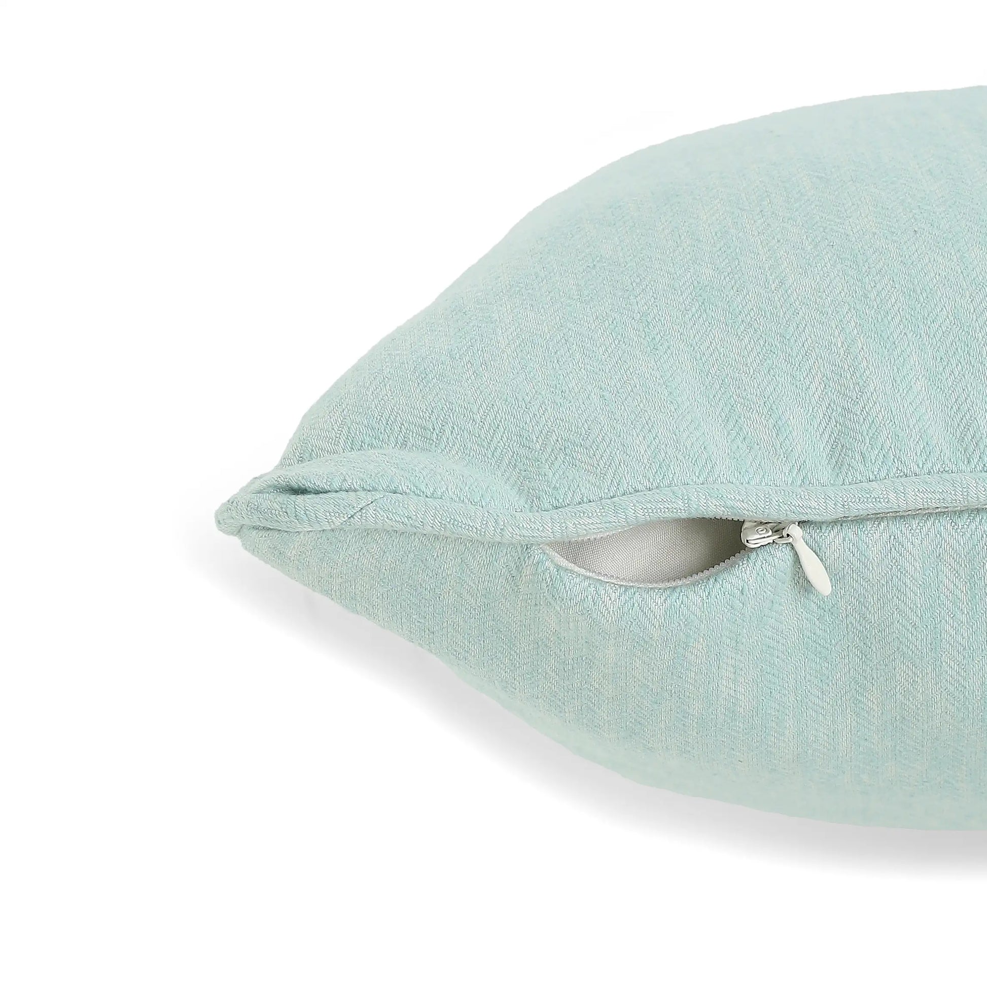 Vissencia Solid Cushion Cover | Textured Weaves Blue Sky / Cushion Cover (41cm x 41cm)