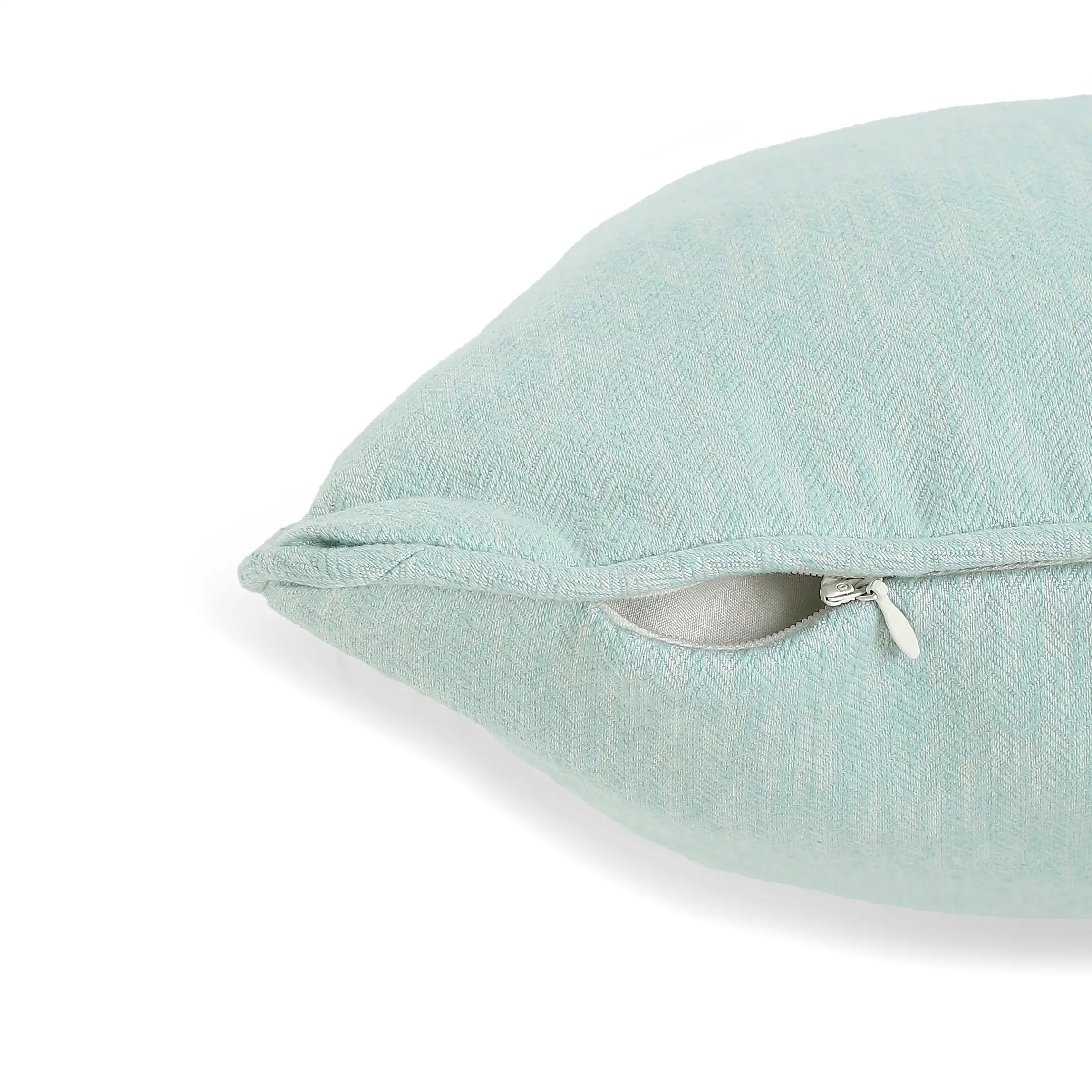 Vissencia Solid Cushion Cover | Textured Weaves Blue Sky / Cushion Cover (41cm x 41cm)