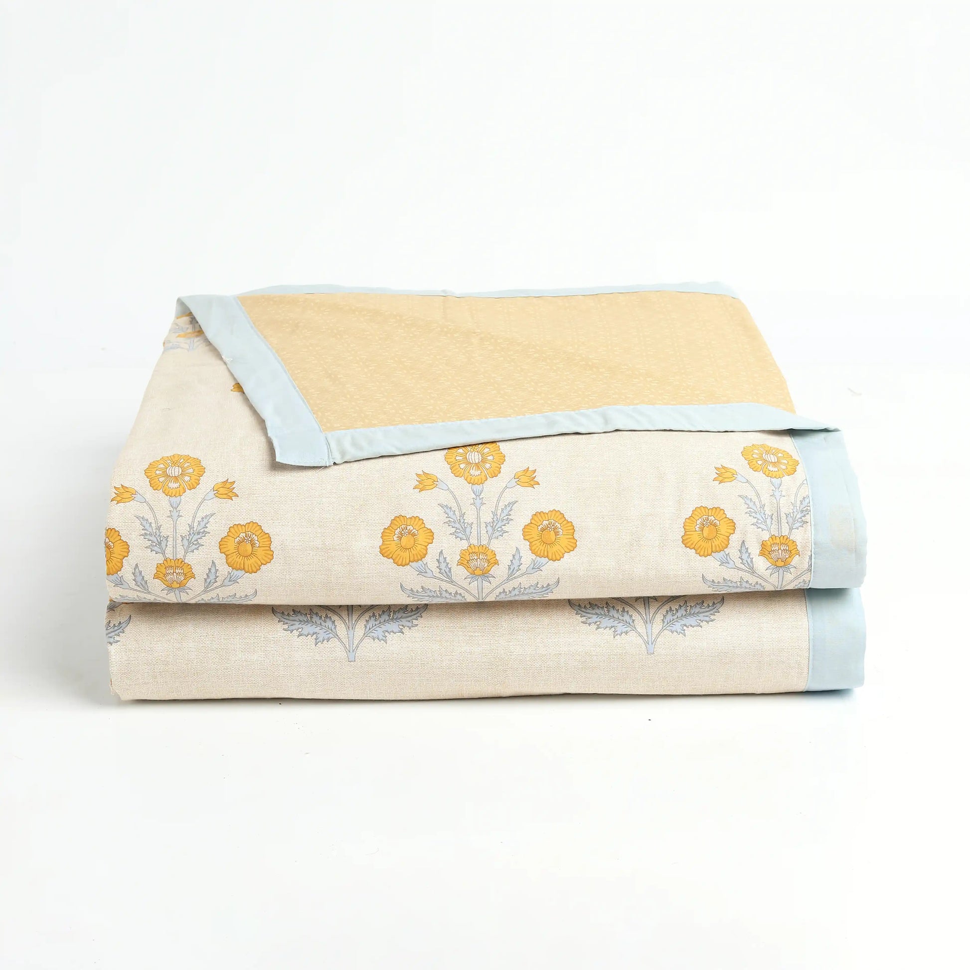 Chippa Lane | Contemporary Indian Print Design Coordinated Bedding Set | Set of Bedsheet & Dohars-Ochre Ochre / Double