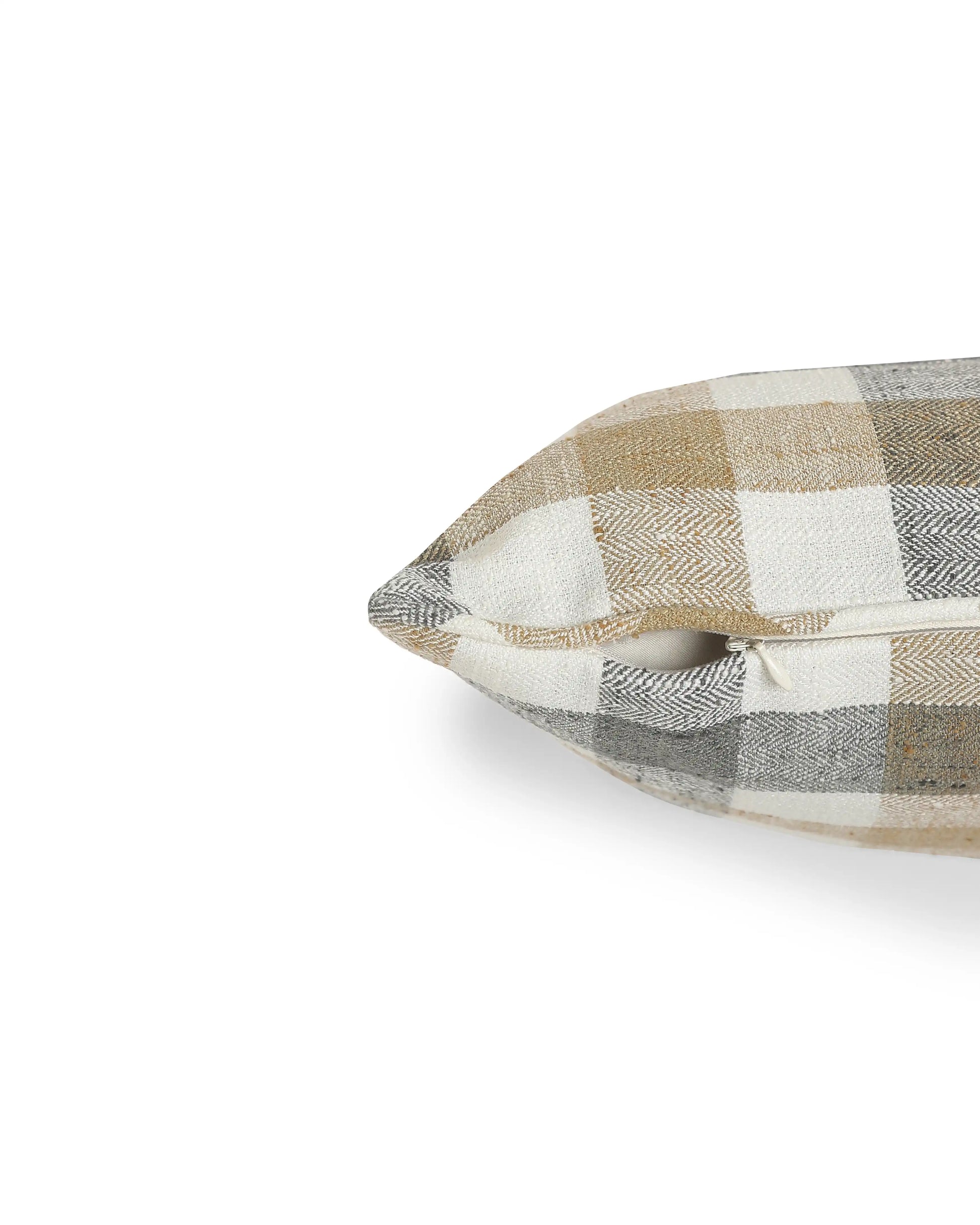 Espricia Woven Cushion Cover | Check Mate Beige / Cushion Cover (51cm x 51cm)