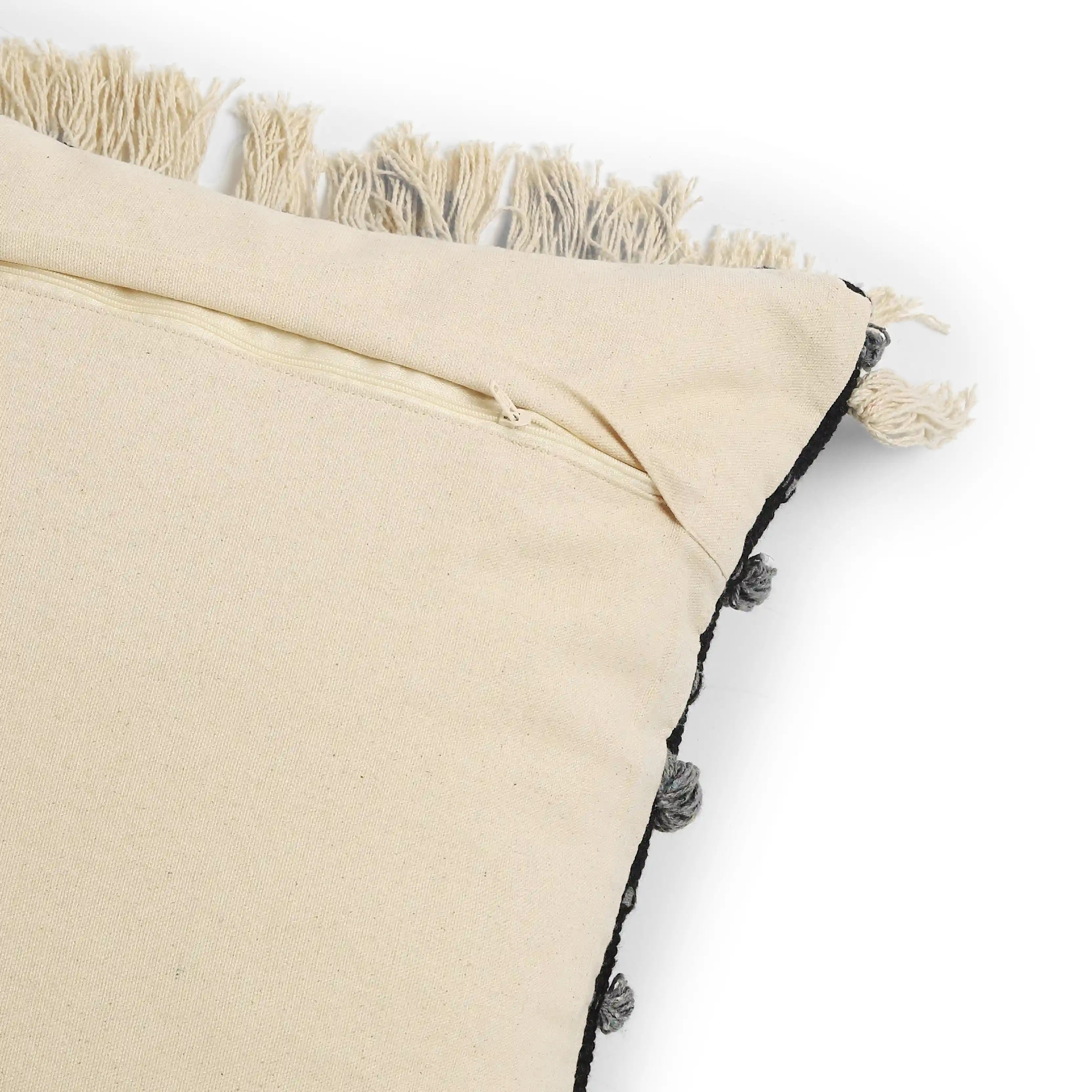 Vissencia 100% Cotton Woven Cushion Cover | Boho Bliss Graphite / Cushion Cover (41cm x 41cm)