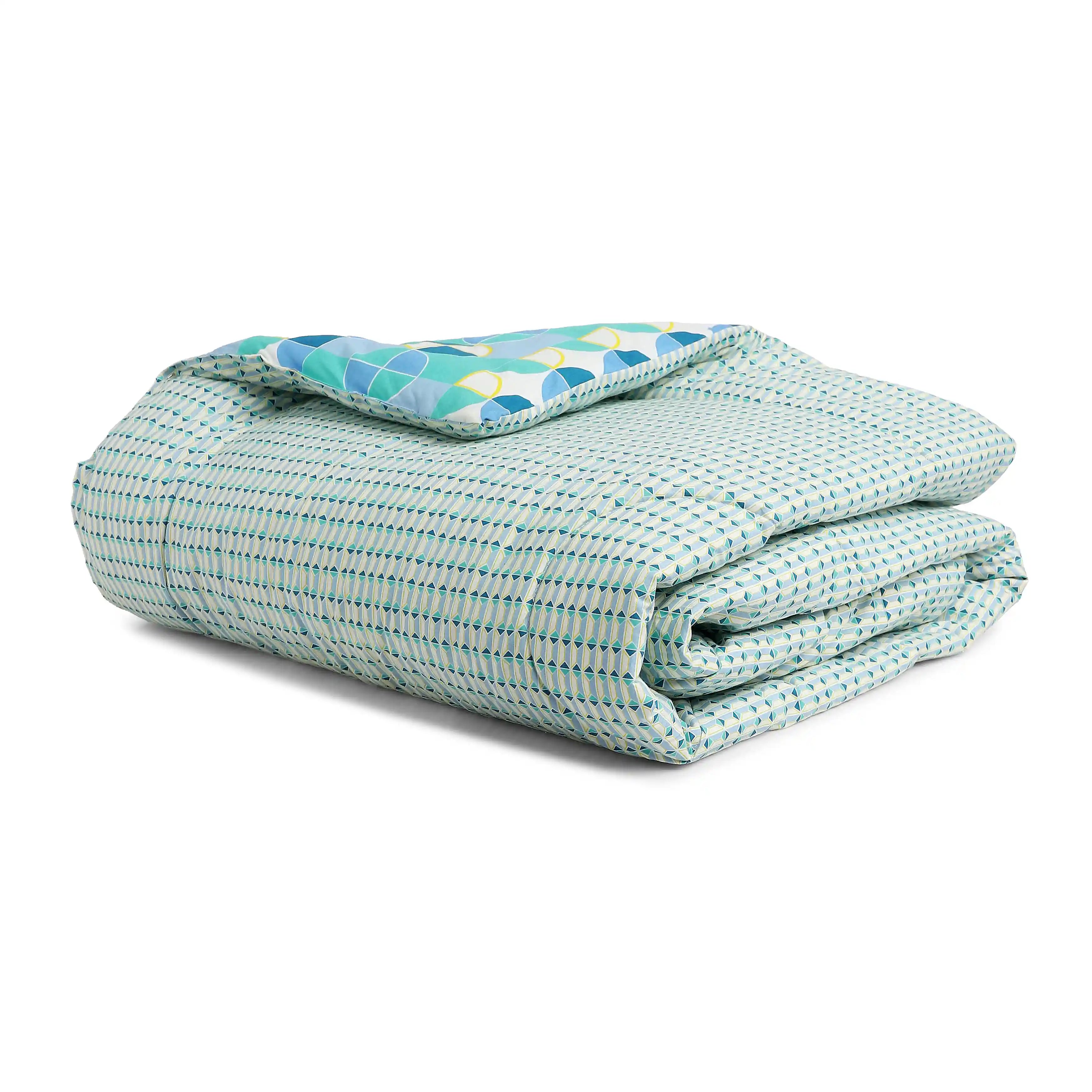 Mishella Printed Kaleido Teal Bedding Set-3 (Dbl Bedsheet + Dbl Comforter) Kaleido Teal / Double