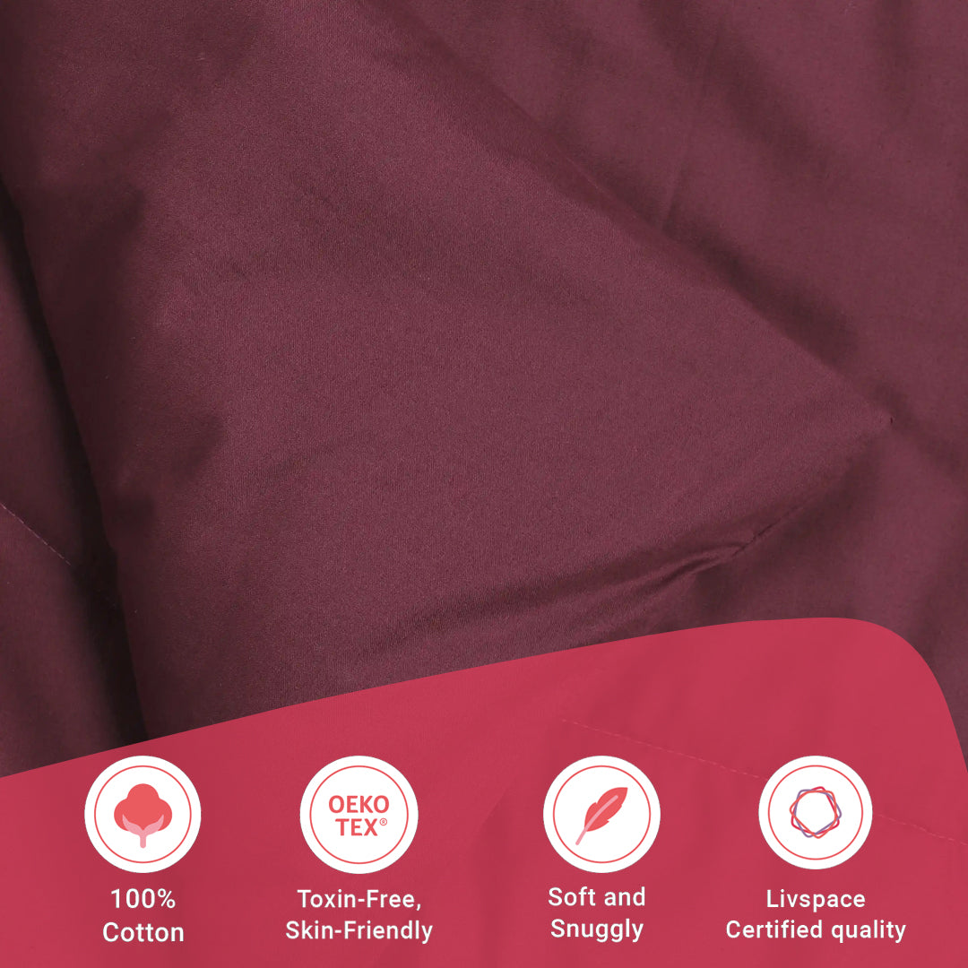 Paleto | Everyday Hues Cotton Solid Dyed 240GSM Comforter for Extra Warmth-Windsor Wine