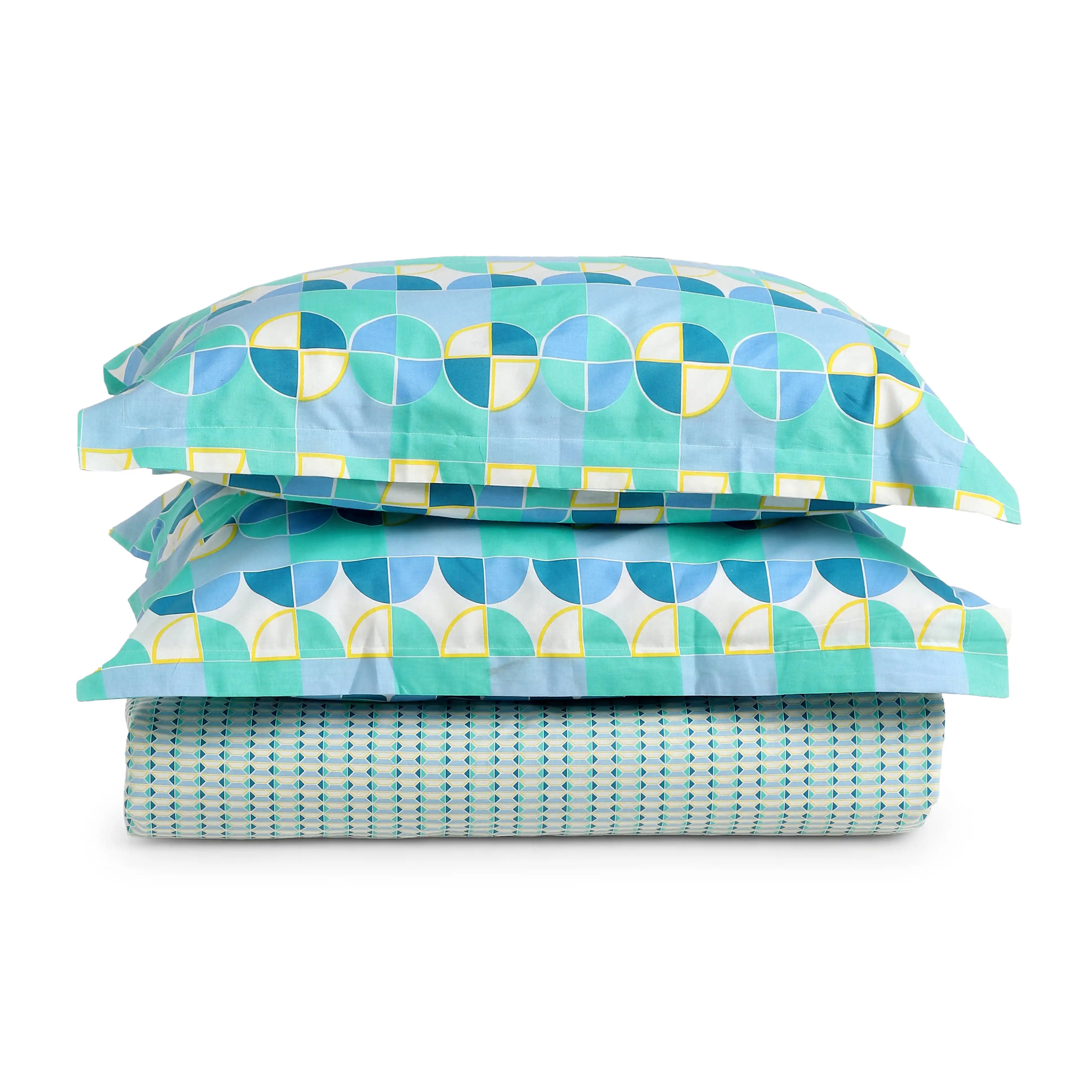Mishella Printed Kaleido Teal Fitted Sheet Set Kaleido Teal / Queen