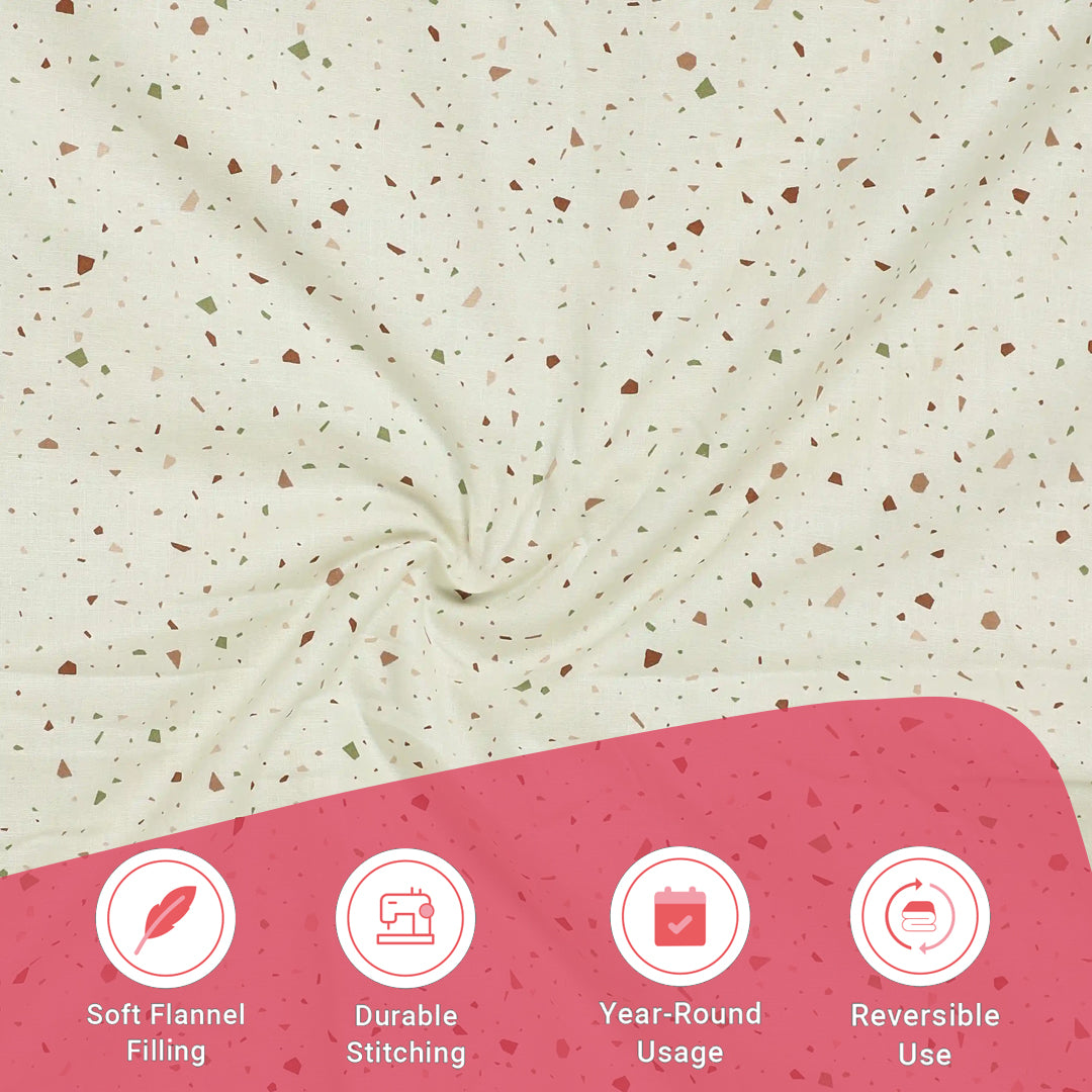 Mishella | Mix & Match Printed Reversible Dohar with Super Soft Flannel Layering - Cream