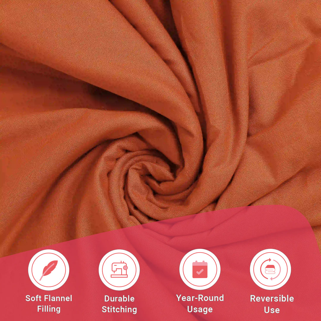 Paleto | Everyday Hues Cotton Solid Dyed Dohar with Super Soft Flannel Layering-Rust