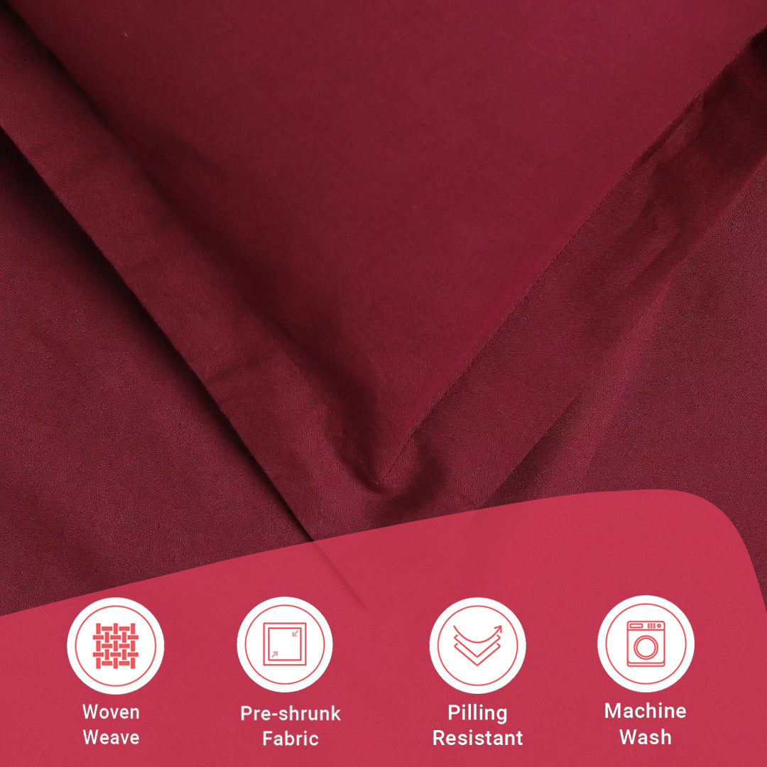 Paleto | Everyday Hues Solid Dyed Cotton Bedsheet Set-Windsor Wine