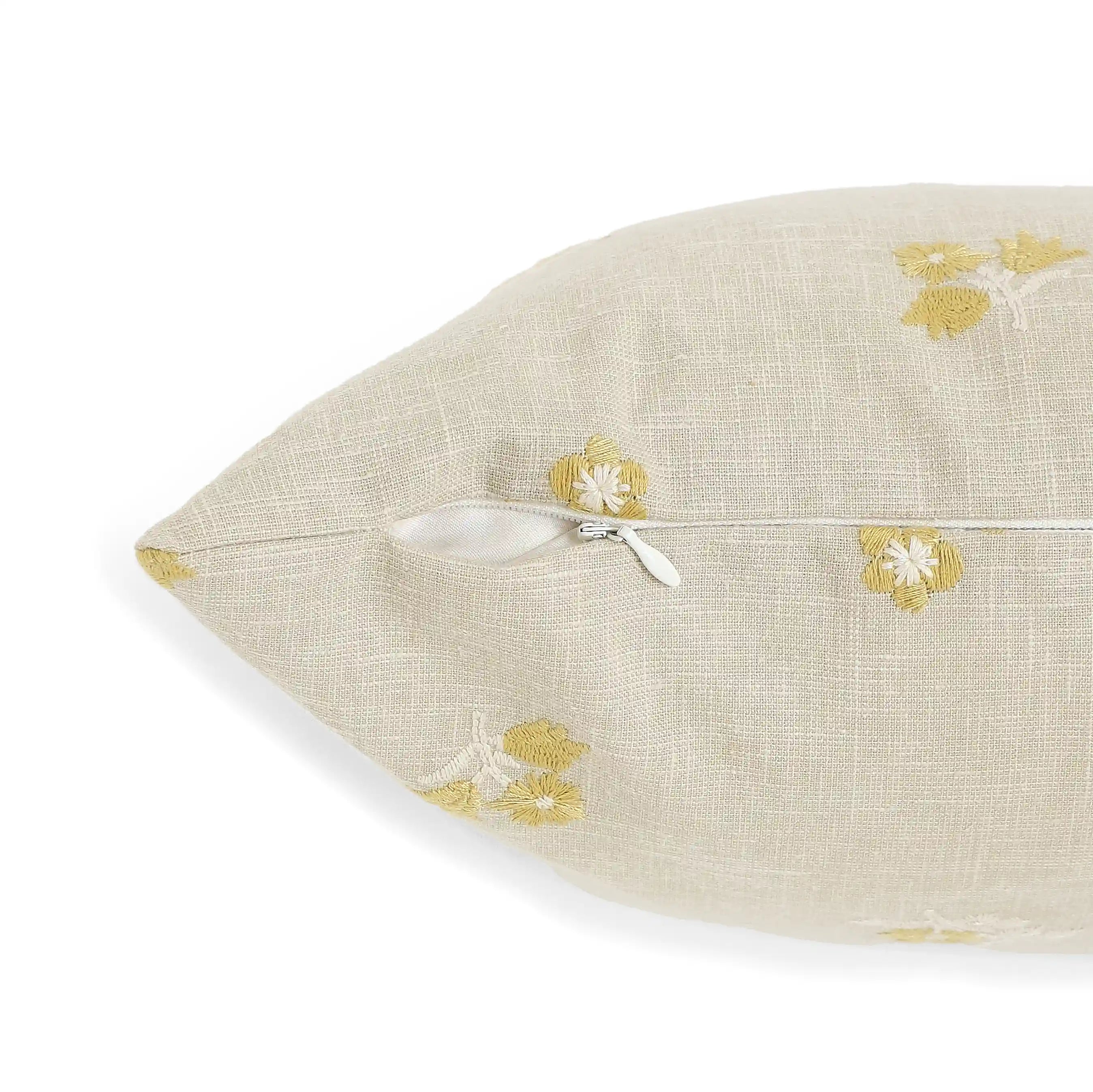 Vissencia Embroidered Cushion Cover | Threaded Petals Honey / Cushion Cover (41cm x 41cm)