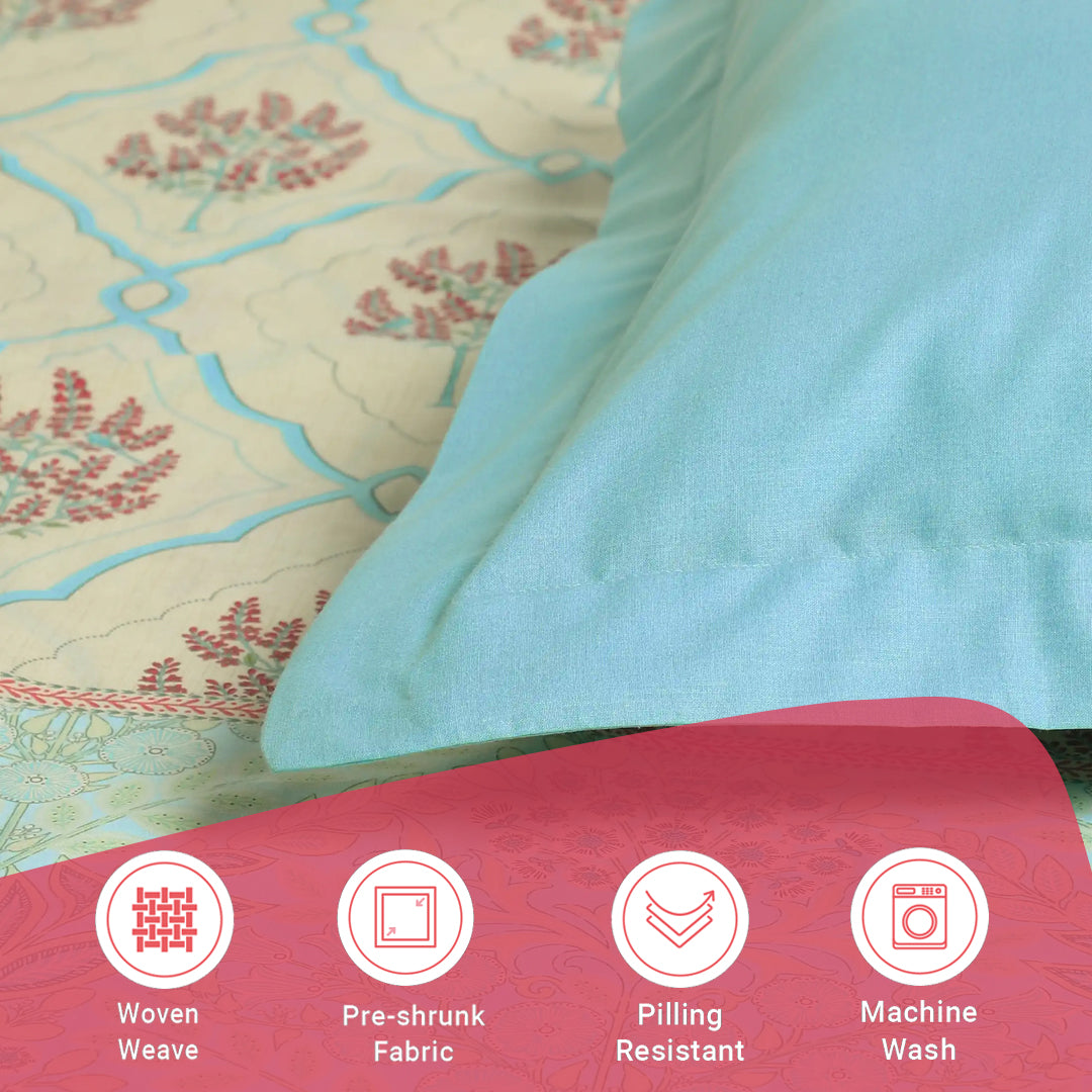 Chippa Lane | Contemporary Indian Print Design Cotton Fitted Sheet Set-Sage Bloom