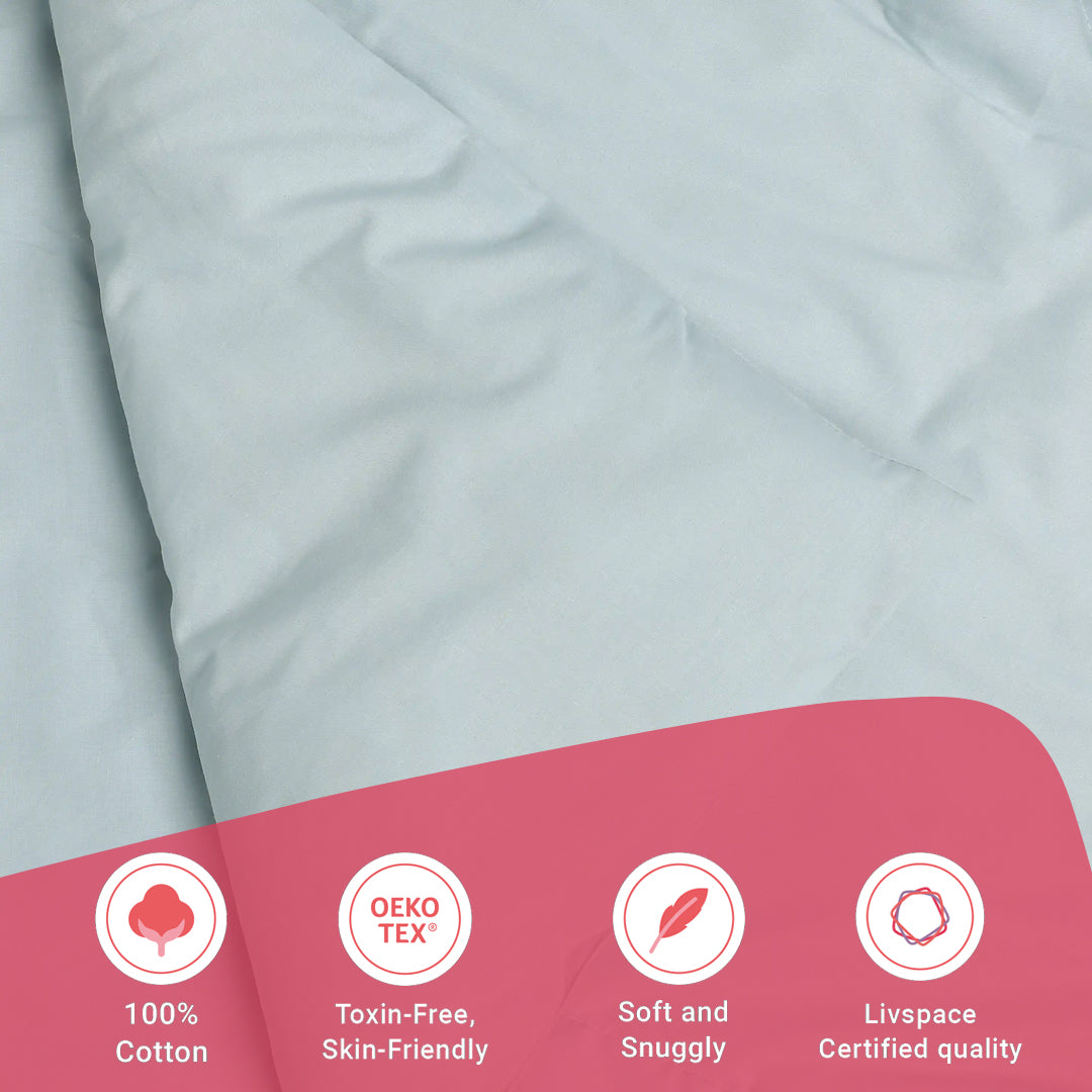 Paleto | Everyday Hues Cotton Solid Dyed 240GSM Comforter for Extra Warmth-Blue Sky
